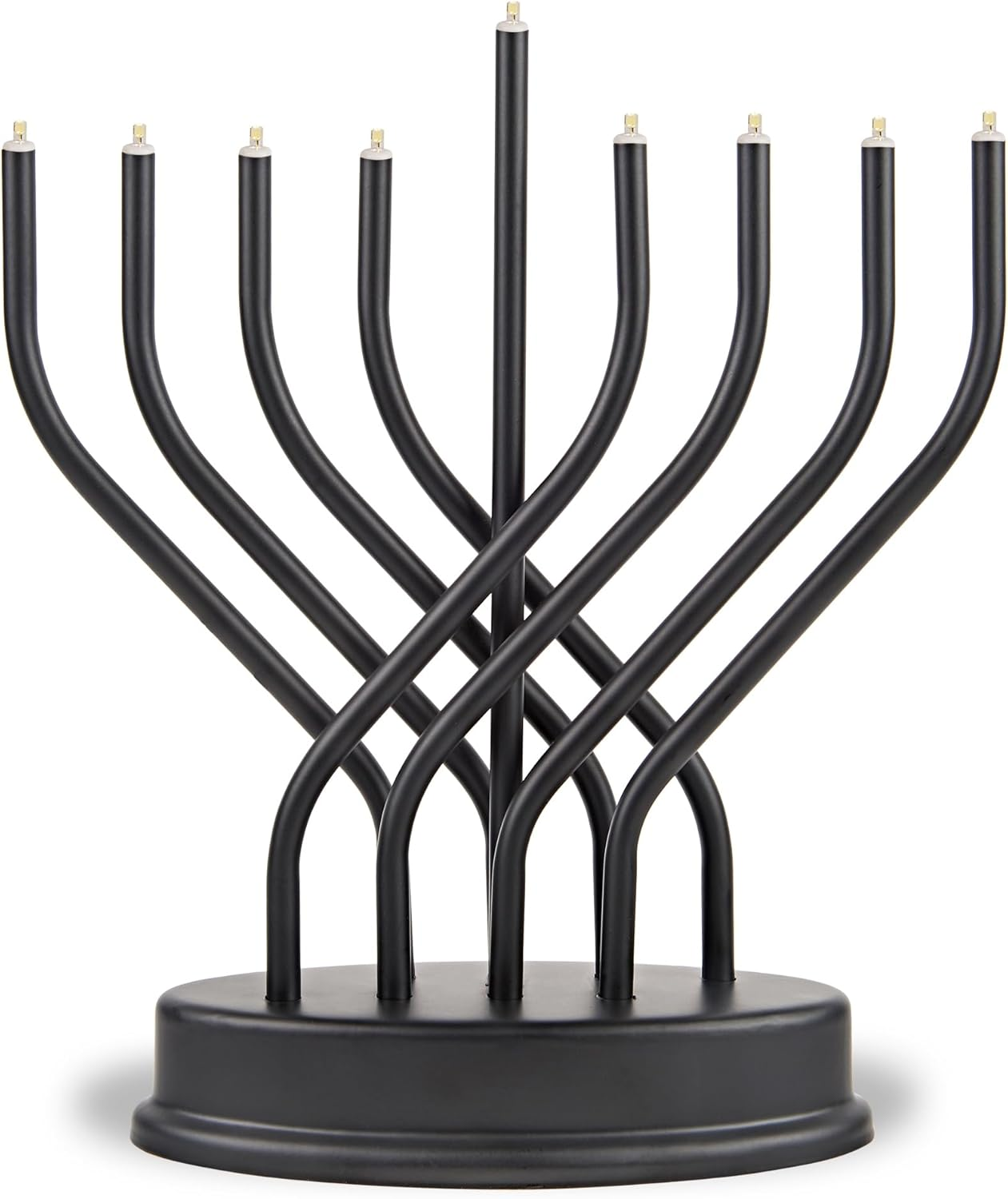Traditional Hanukkah Electric Menorah Low Voltage Hanukkiah with LED Bulbs Contemporary Metal Electronic Chanukiah Battery Powered Chanukah Lights by Aviv Judaica (Shiny Gold/Brass)