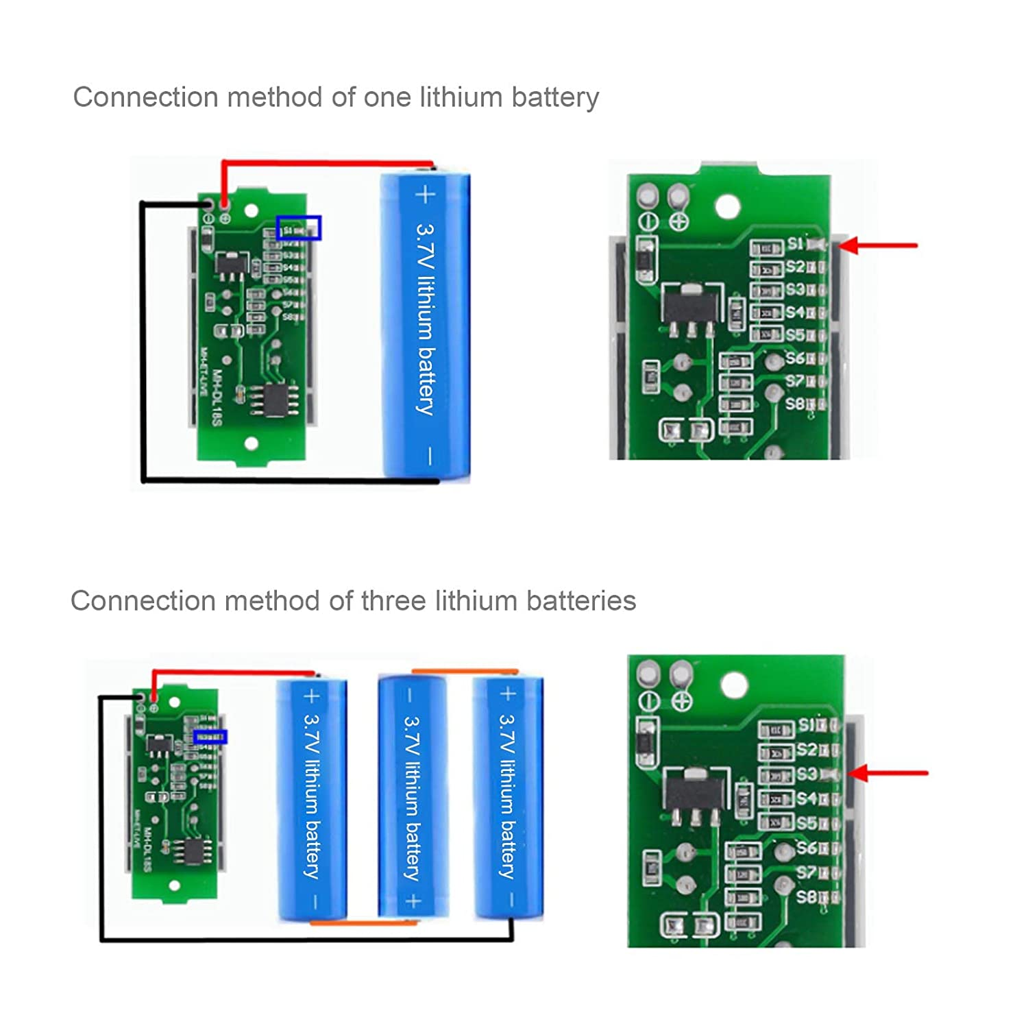 Emsea 4Pcs Battery Capacity Indicator Module 3-34V Battery Charge Indicator Module 5Ma Compatible with 1S 2S 3S 4S 5S 6S 7S 8S