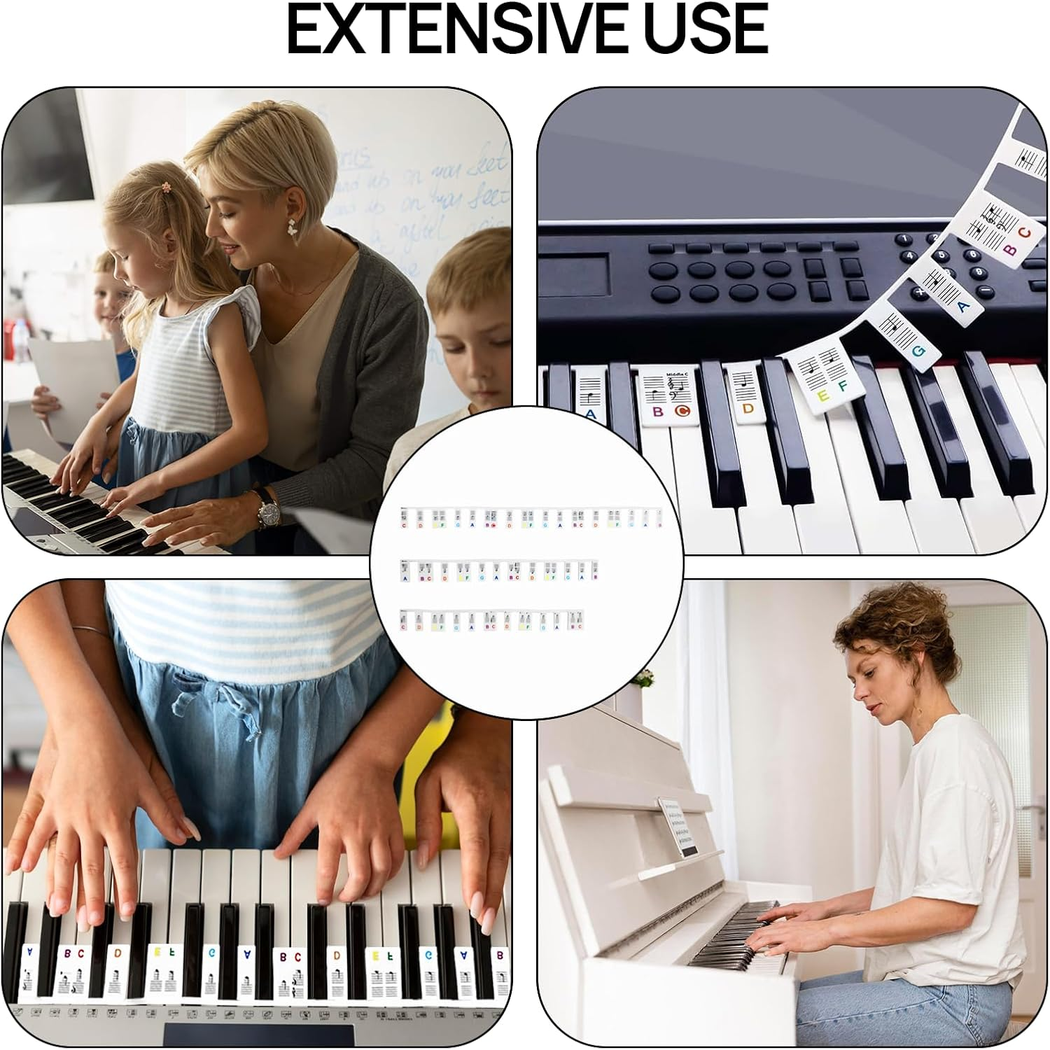 Piano Keyboard Stickers, Piano Stickers, Piano Stickers for Beginners, Removable Piano Notes Guide for Beginner, 61/88 Key Piano Keyboard Note Labels, No Need Stickers Reusable (Rainbow) image number 5