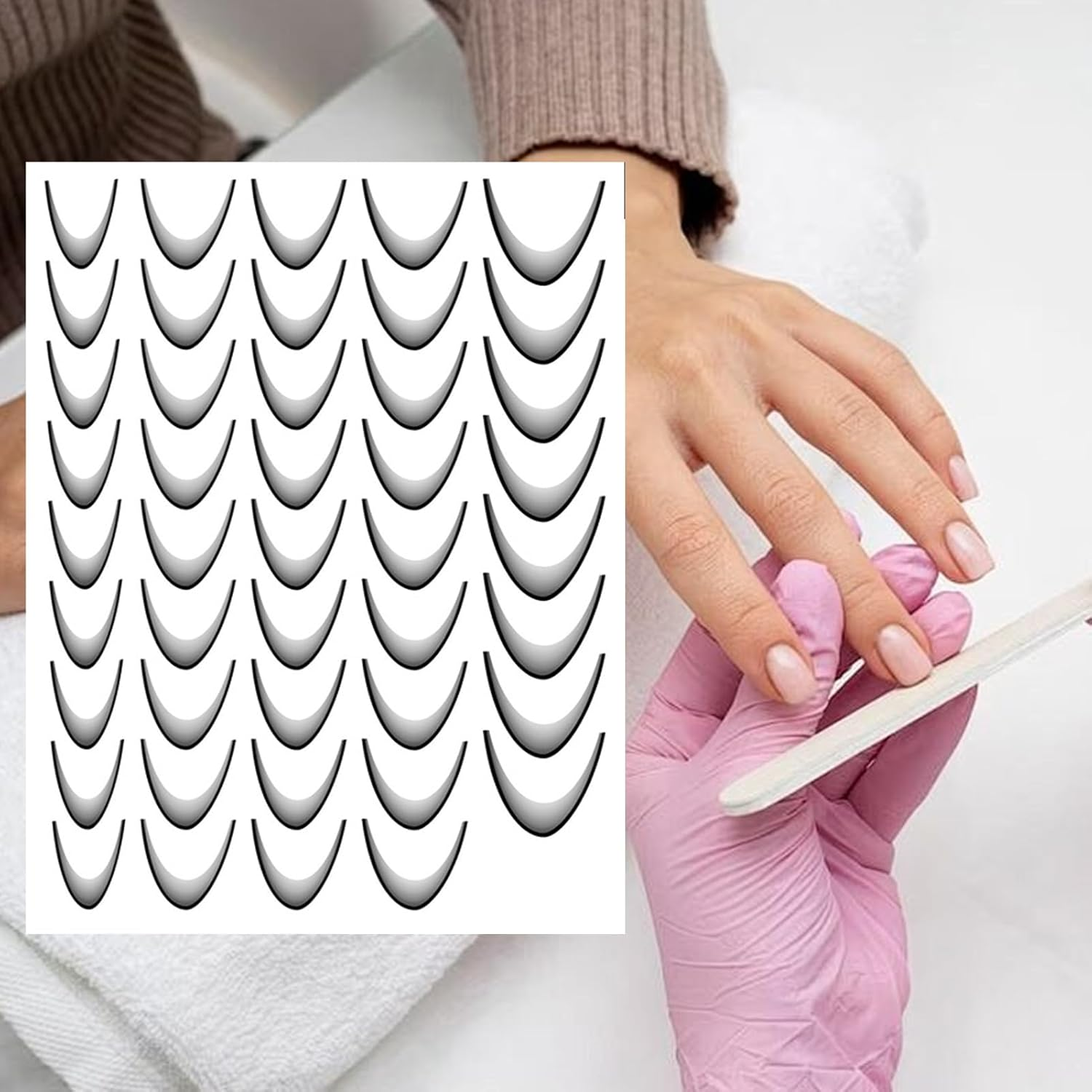 Nail Tip Stickers | Self-Adhesive Crescent French Nail Tips - Nail Accessories, Manicure Stickers, Women Nail Foil, Fingertip Stickers for Birthdays, Christmas