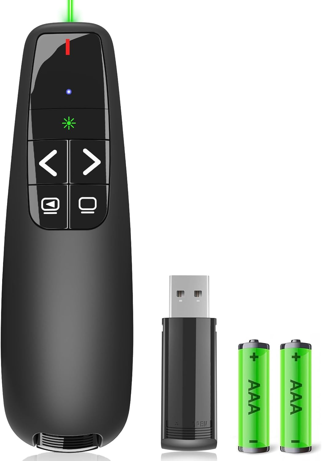Presentation Clicker for Powerpoint, Wireless Presenter Remote Green Light Pointer Computer Clickers, USB a Project Power Point PPT Clicker for Mac Laptop Office, Slideshow Google Slide Advancer image number 3