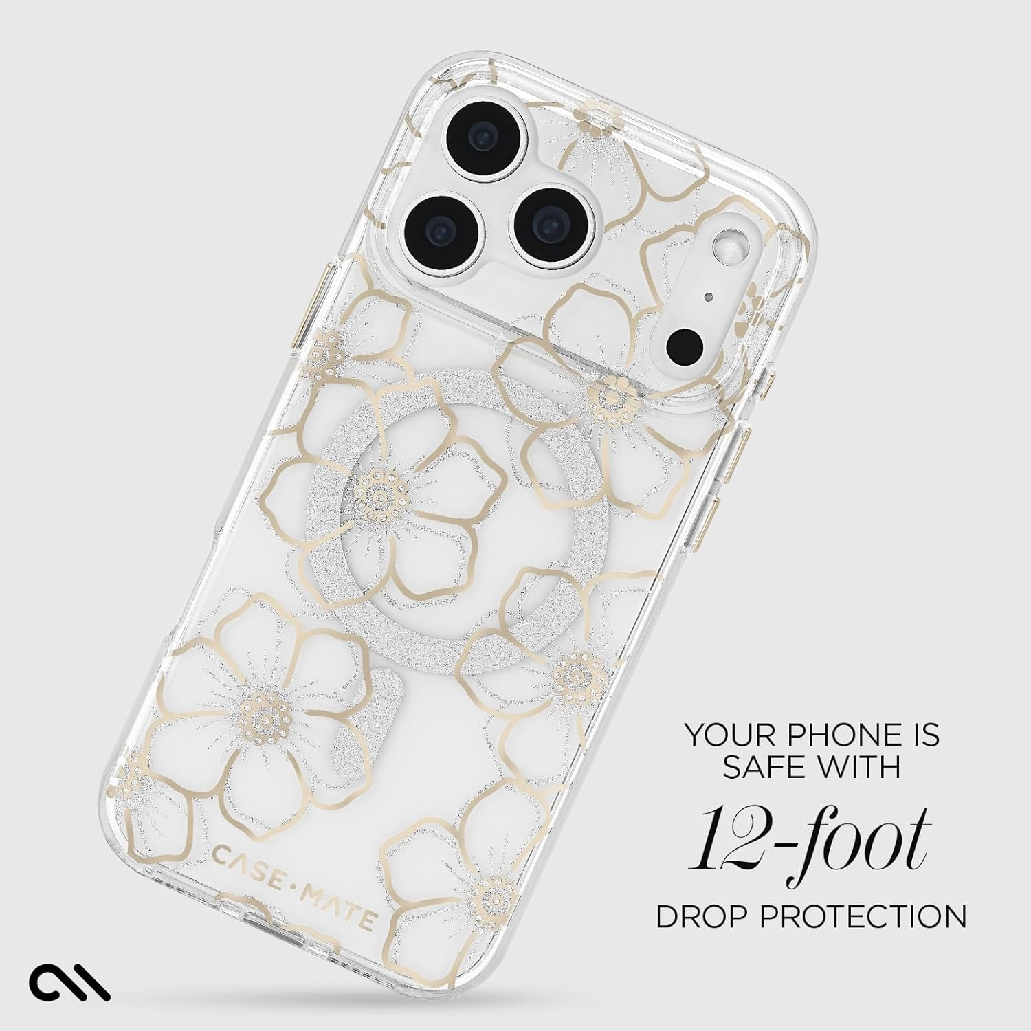 Case-Mate Iphone 17 Pro Max Case [Compatible with Magsafe] - Sparkly Floral Phone Case with 12Ft Drop Protection - Premium Magnetic Cover for Iphone 17 Pro Max - Floral Gems - Iridescent image number 6
