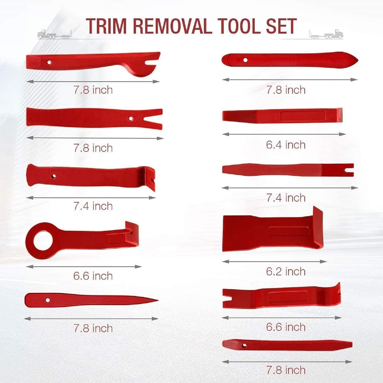 Trim Removal Tool, Fastener Remover Car Tool Kit, Automotive Interior Plastic Pry Kit, Radio Auto Clip Pliers Removal Tool Kit - Red image number 2