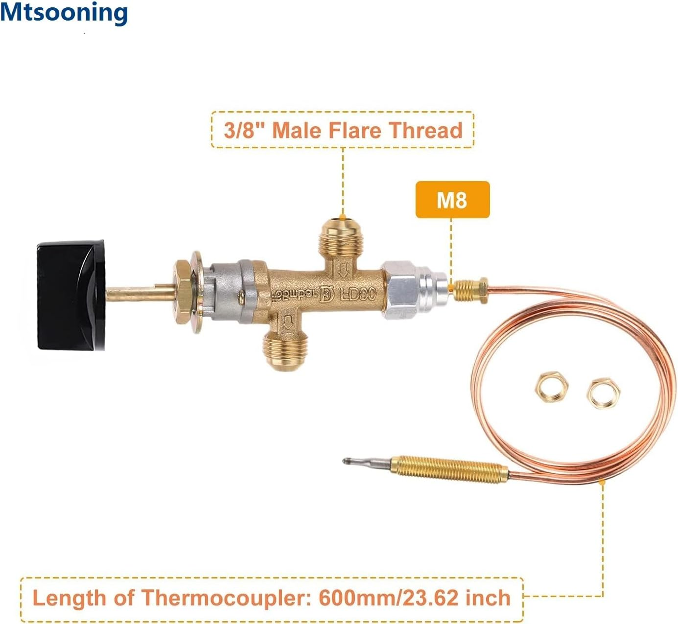 Mtsooning Low Pressure LPG Propane Gas Fireplace Fire Pit Flame Failure Safety Control Valve Kit with Igniter Assembly Fire Pit Igniter, Push Button Ignition Kit for Gas Grill, Heater, Fire Pit image number 5
