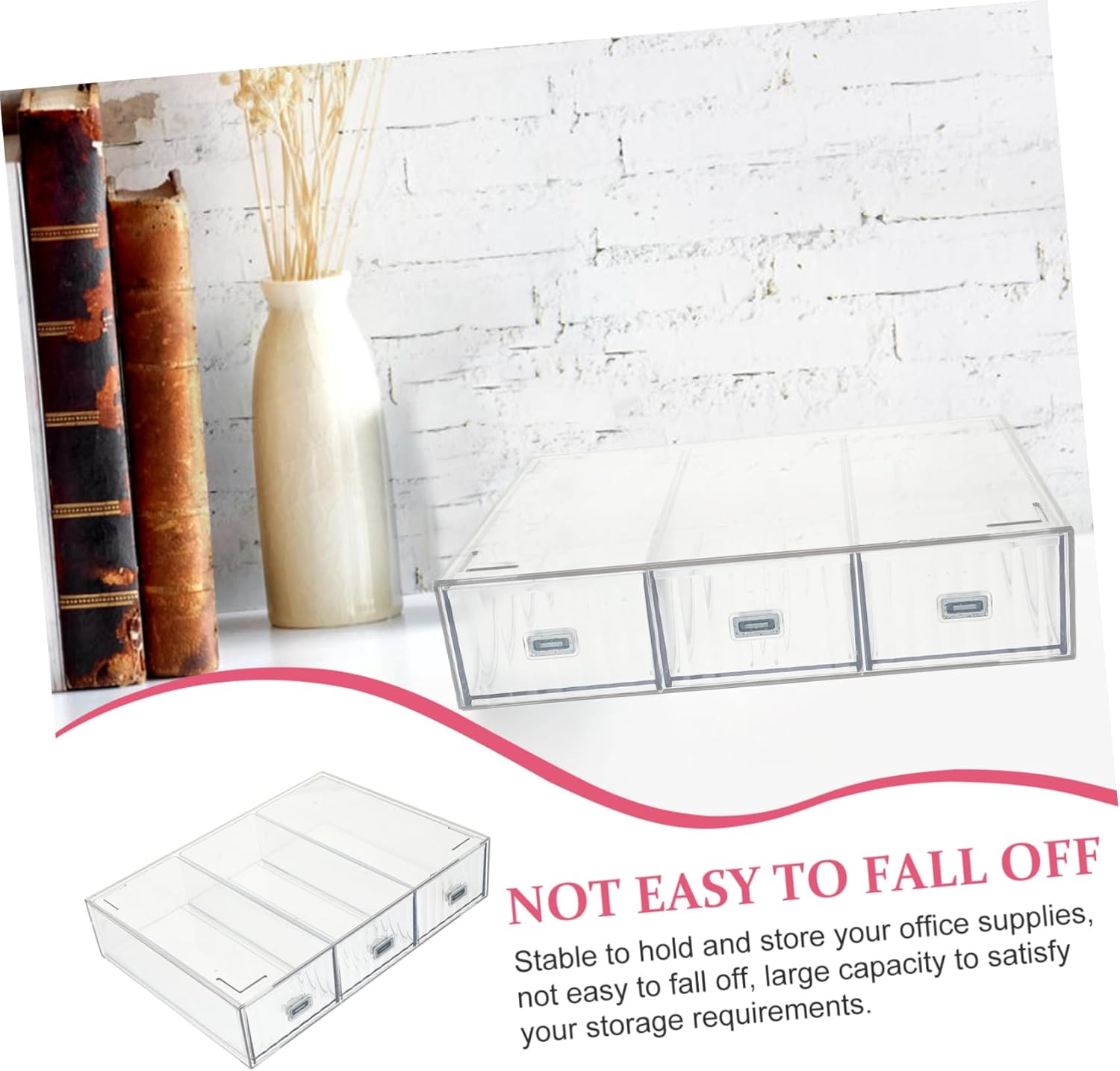 CANIGHT Desk Storage Organizer with Drawers Stackable Transparent Storage Box for Office Supplies and Cosmetics Multi Desktop Organizer for Badges Clips and -Saving Design for Efficient image number 2