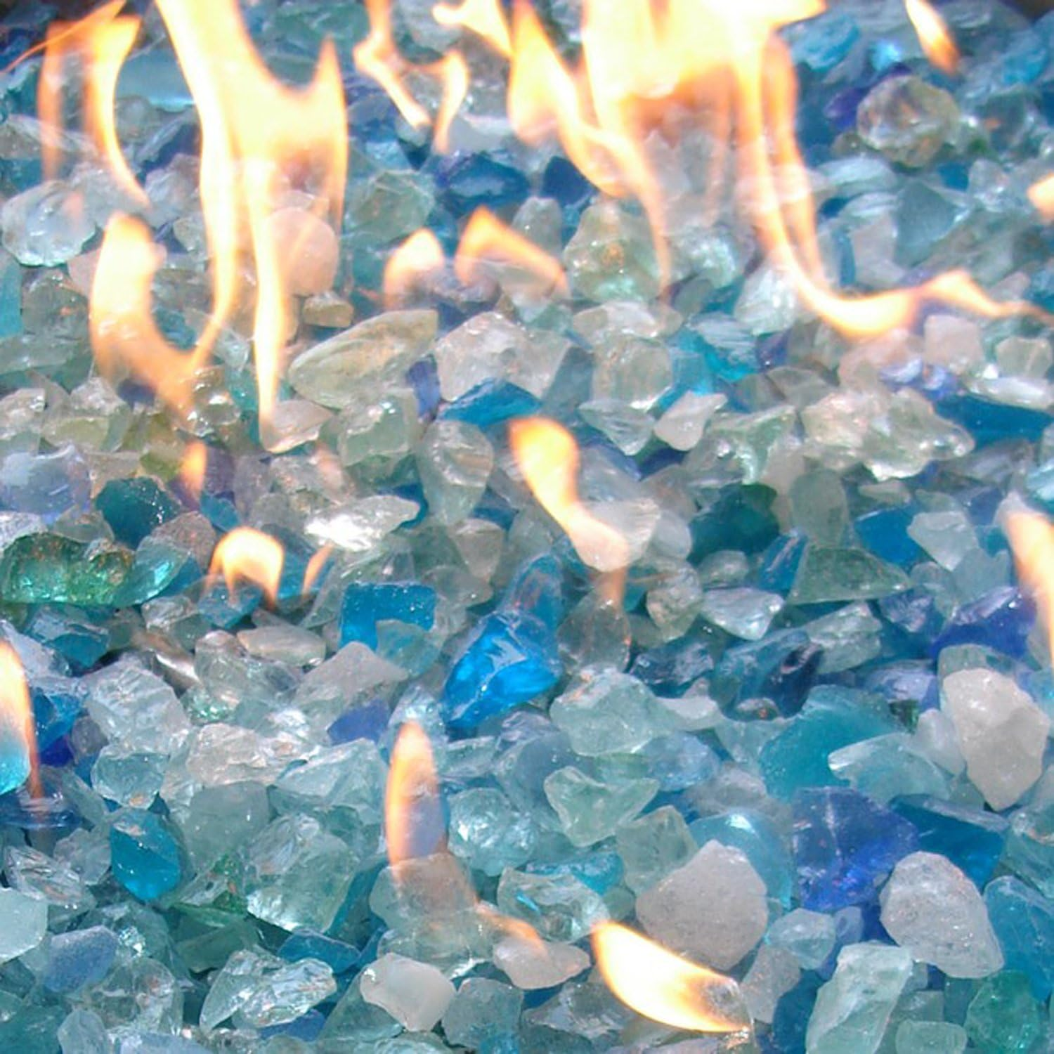 Hiland RGLASS-BB Pit Fire Glass I N Bahama Blend, Extreme Tempature Rating, Good for Propane or Natural Gas, 10 Pounds, 10 Lb image number 1