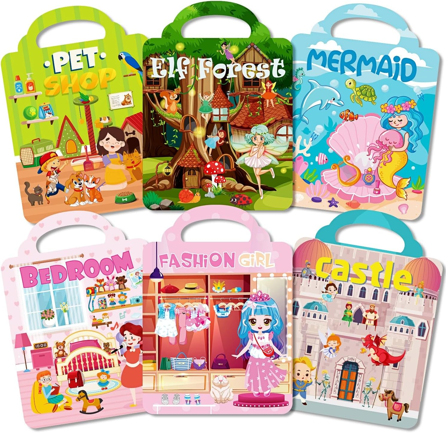 Aannanl Dress up Sticker Books for Girls Ages 2-4 4-8,Puffy Sticker Activity Books Set: Fairies, Princess Castle,Pet,Play House, Dress-Up,Mermaid,Suitable for Girls' Birthday Gifts image number 6