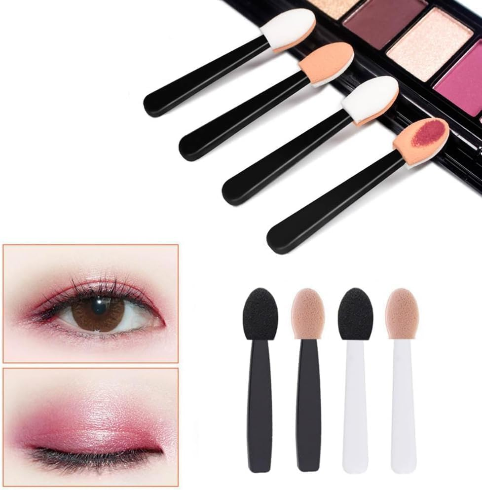 100 Pcs Black White Small Eyeshadow Applicators Eye Shadow Sponge Applicator Sticks Eye Makeup Applicators Sponge Tip Make up Applicators Eyeshadow Brushes Makeup Brushes Tools image number 4