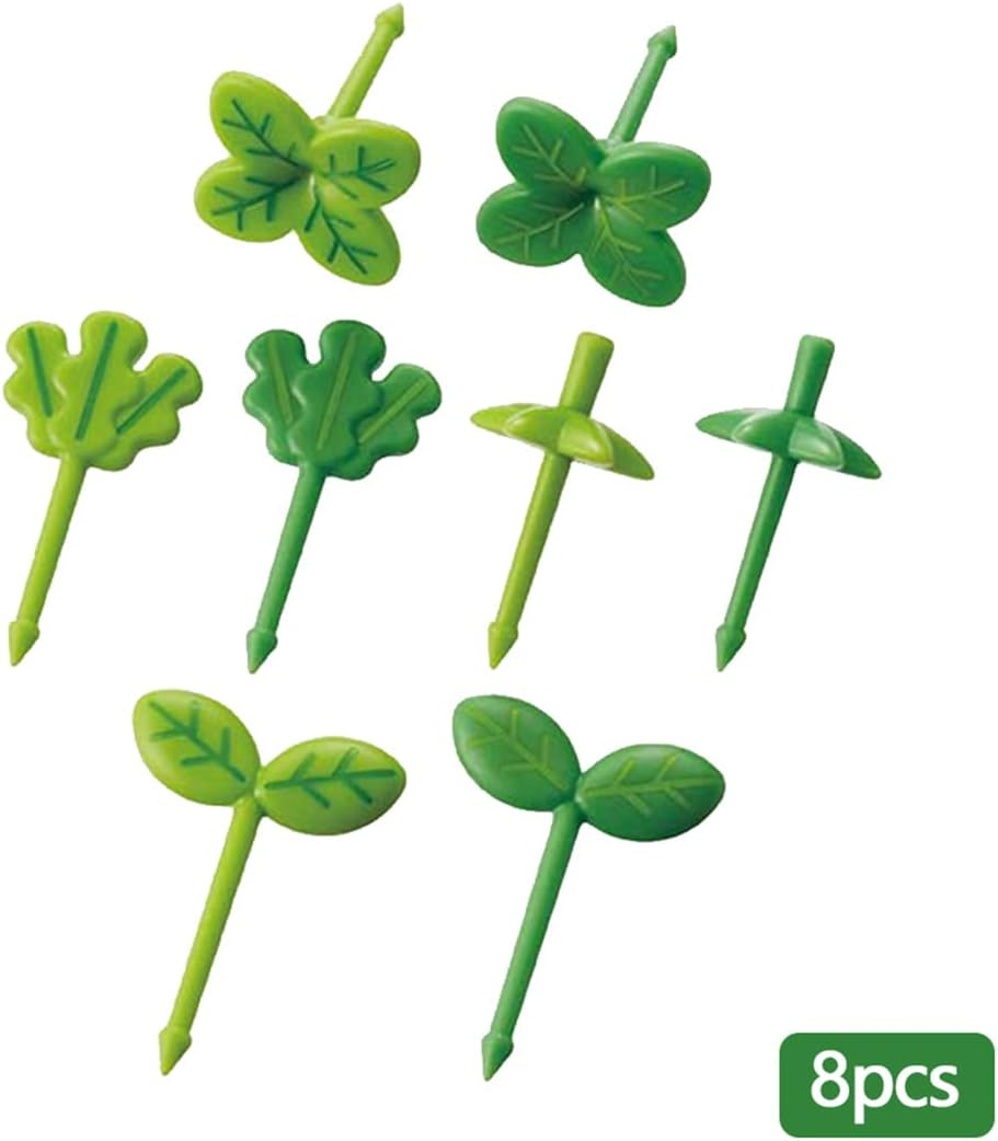Yamibobo 8Pcs/Set Leaves Fruit Fork Kids Snack Dessert Decoration Forks Toothpick Lunch Salad Decoration Accessories Cake Picks image number 2