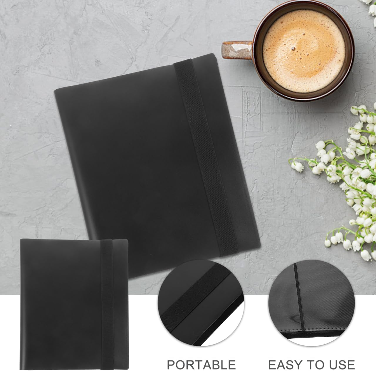 Cabilock Black 4-Pocket 20-Page Gaming Card Album with 160 Slots, Compact Organizer for Photocards and Trading Cards, Plastic Collector Binder image number 1