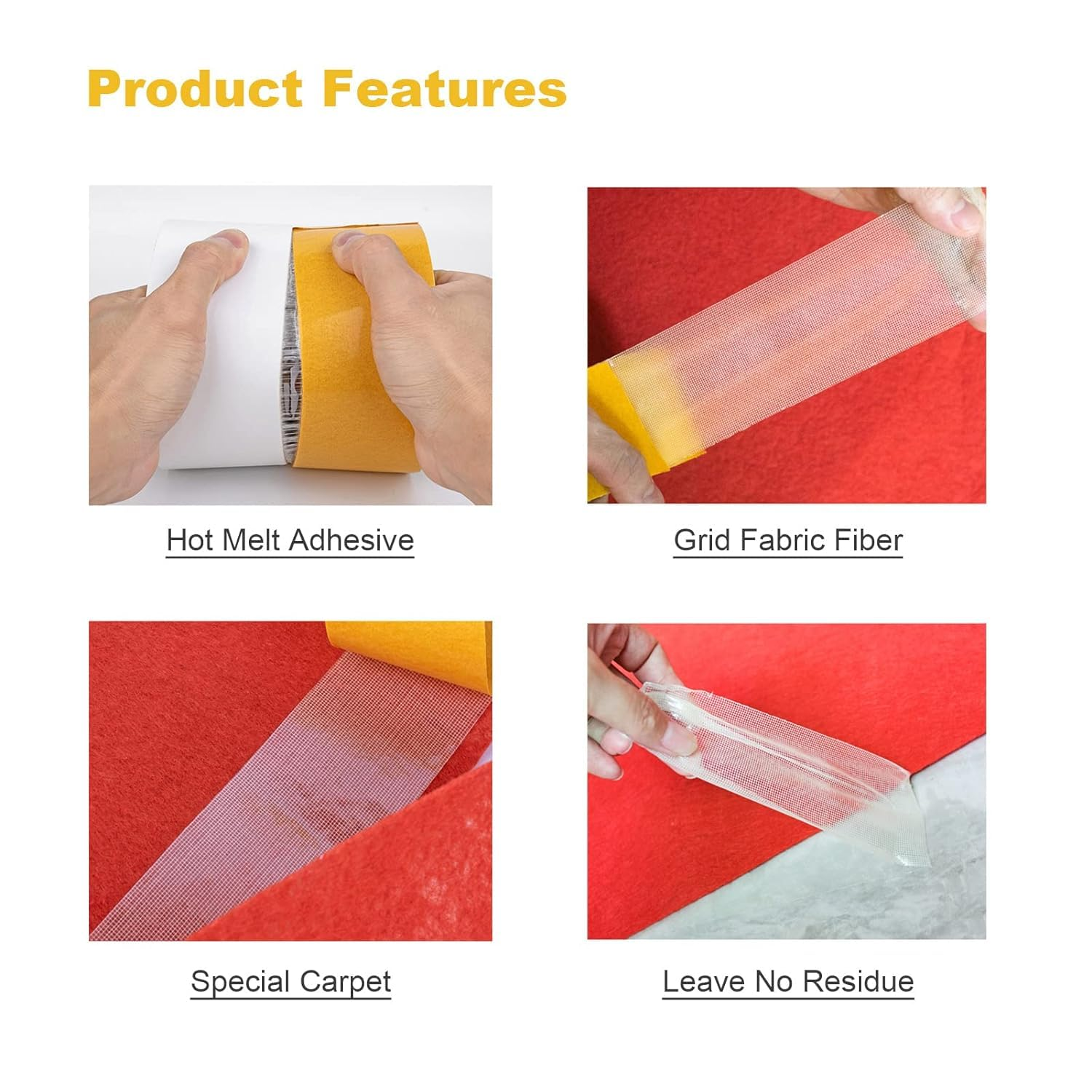 Double Sided Tape Heavy Duty, Universal High Tack Strong Wall Adhesive with Fiberglass Mesh, Super Sticky Resistente Clear Tape, Easy Use Mounting Tape - 2Inx66Ft(20M)