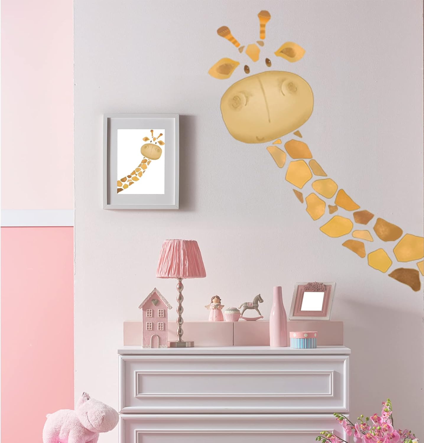 Wall Decals Cute Giraffe Room Decor TV Wall Decor Animals Lover Gift Idea Cute Animal Wall Decals for Classroom Farmhouse Store Showcase Wall Decorations image number 6