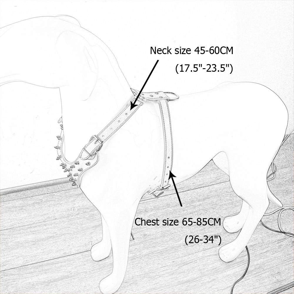 Haoyueer 3 Piece Set Leather Dog Collars Harnesses and Leads Sharp Studs for Medium Large Dogs Bull Terrier Mastiff Boxer Bull Terrier (M, Pink Leopard) image number 2