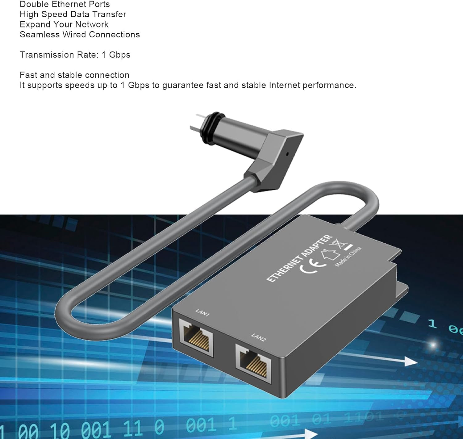 Satellite Ethernet Adapter, 1 Gbps Wired Network Adapter with 2 RJ45 Ports, Plug & Play LAN Expansion for Gen 2 V2, Compatible with Routers, Switches, Smart Devices image number 2