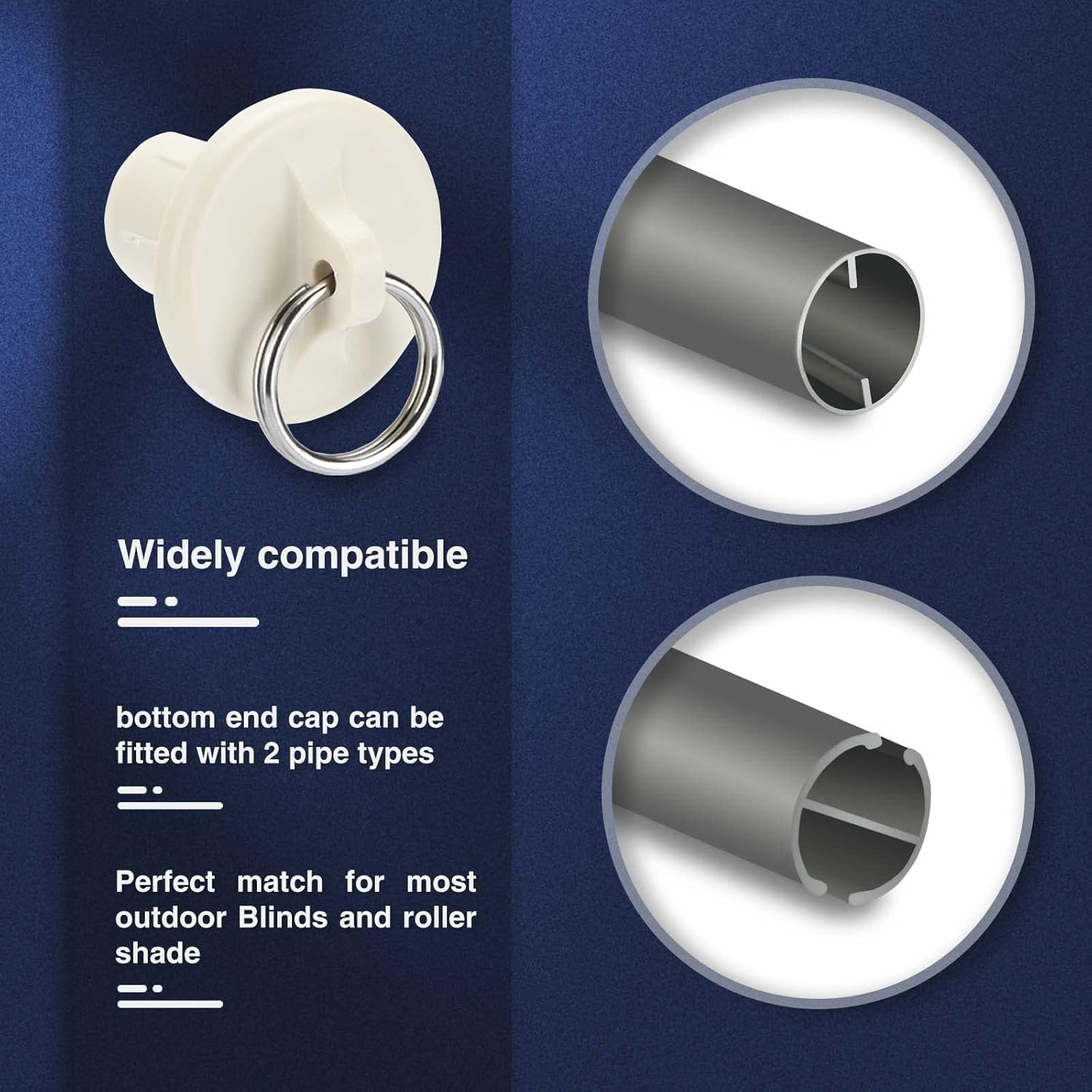 Outdoor Blinds Replacement Parts End Cap with Ring,Double Strength Enhancement,Weather Resistance,Compatible with Coolaroo Exterior Roller Shade(Sand,2 Pcs) image number 3