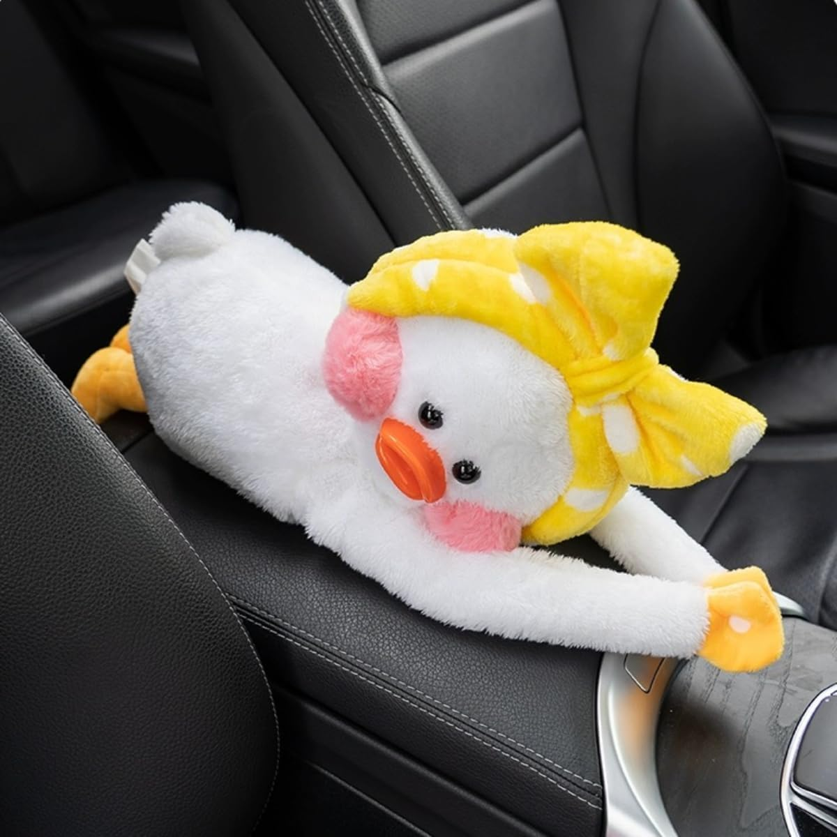 Hanging Car Tissue Box Holder for Car Duck Stuffed Animals Accessories,Cute Tissue Box Cover,Funny Toilet Paper Holder, Cartoon Animal Tissue Box Napkin Holder for Home Bathroom