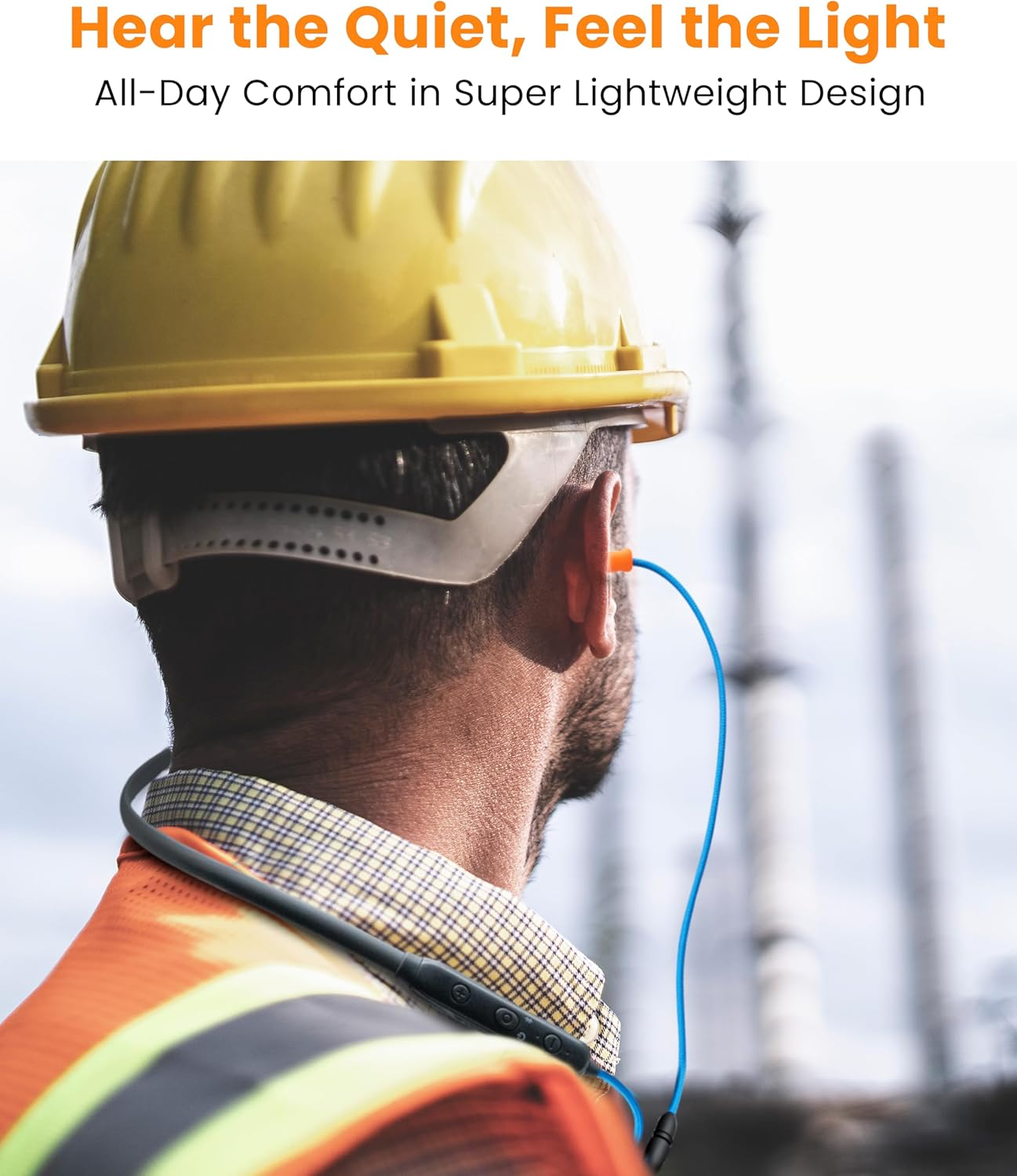 Homespot Noise Reduction Wireless Neckband Headphones with Replaceable Earbuds (Extra Set Included) - Qualcomm Aptx HD, 27Db NRR, CVC Noise Cancelling Mic & 20H Playtime for Work Safety OSHA Compliant image number 1