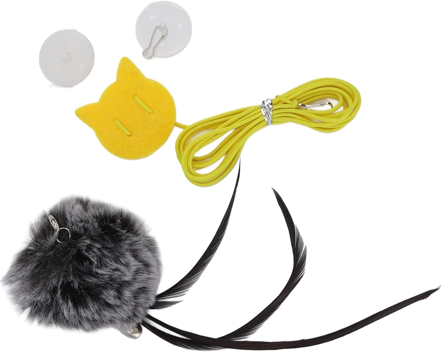 Door Hanging Cat Toy, Hanging Door Bouncing Cat Toy to Relieve Boredom and Stress, Elastic Rope (Funny Cat Rope and Grey Rabbit Fur Ball with Tail) image number 1
