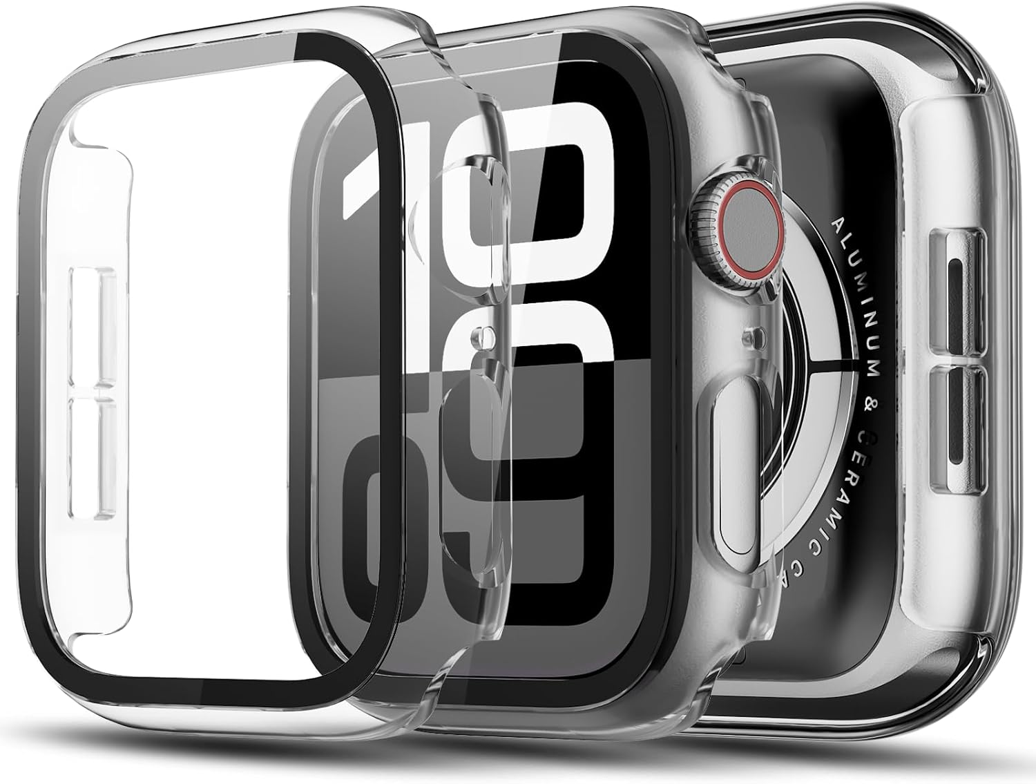 TGKML Pack of 2 Compatible with Apple Watch SE 2/SE/6/5/4 Protective Case with Screen Protector 44 Mm, Hard Case Built-In Scratch-Resistant Tempered Glass Screen Protector for Iwatch 44 Mm, image number 4