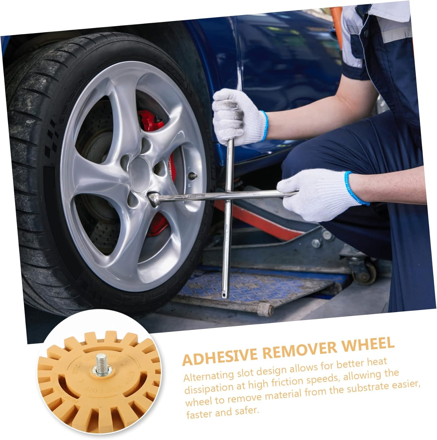 LIFKICH Eraser Wheel Adhesive Remover 2Pcs Set 100Mm 100Mm Rubber Decal Remover Wheel for Car Sticker Removal Pneumatic Tool Compatible Auto Detailing Equipment image number 6