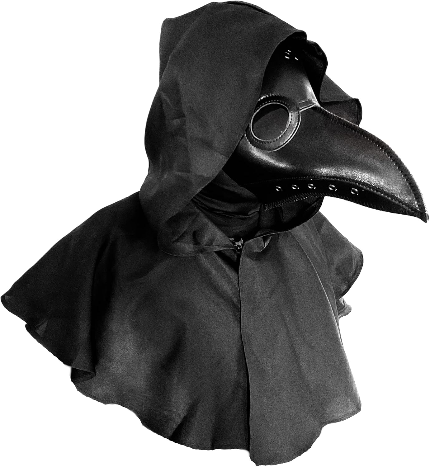 Plague Doctor Bird Leather Mask and Cloak Long Nose Beak Halloween Costume Props Leather Masks for Adults - L Size image number 6