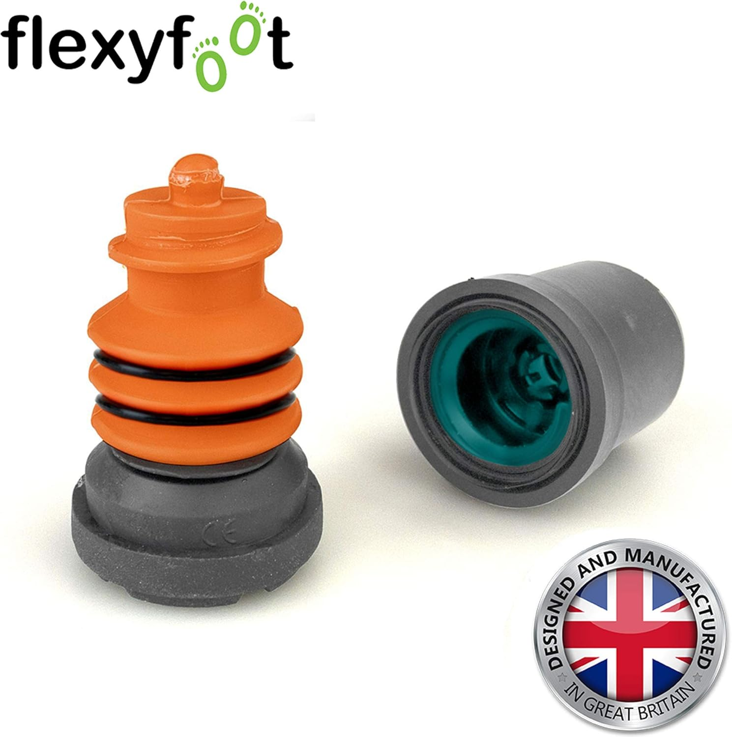 Flexyfoot Shock Absorbing Crutch Ferrule &ndash; Improves Grip, Improves Safety, Improves Comfort &ndash; Grey &ndash; 22Mm image number 1