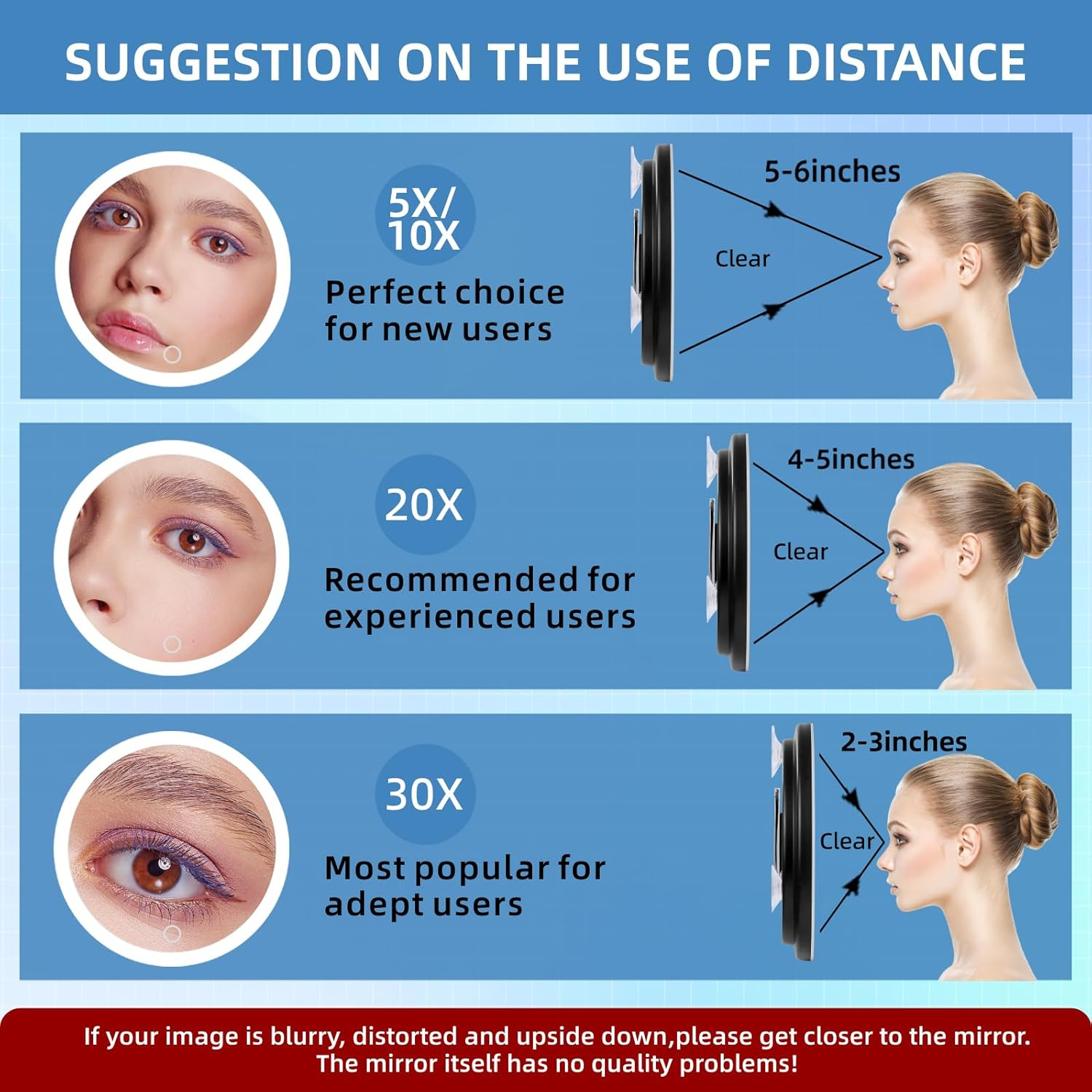 10X Magnifying Mirror with Lights, 6Inch Makeup Magnified Mirror 10X Lighted Travel Magnification with 3 Suction Cups and 360&deg; Adjustable Bracket - Includes Tweezers & Scissors image number 1