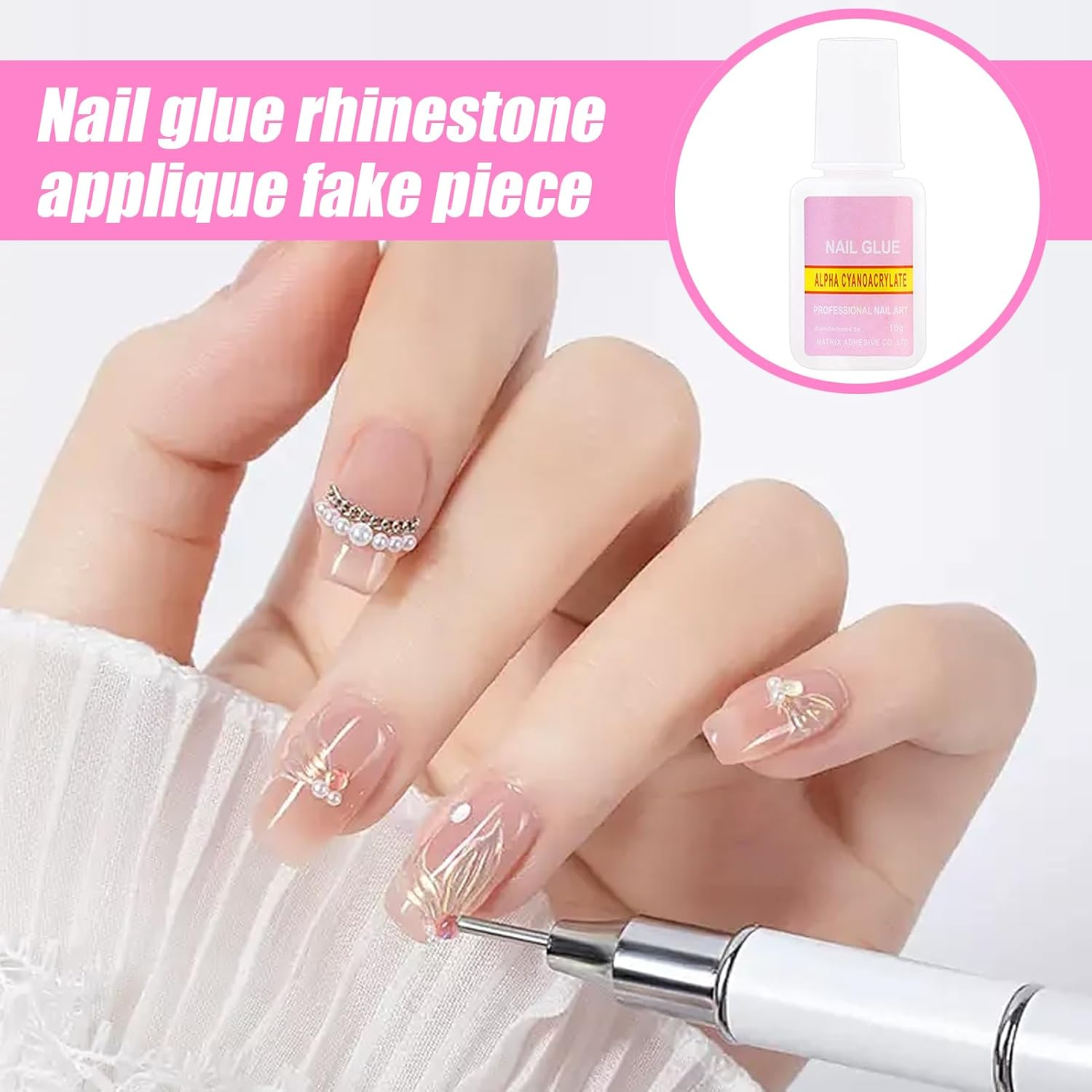 Tktouci Gel Glue for Nails,45G Strong Adhesive Long-Lasting Supplies - Rhinestone Nail Gel | for Manicure Salon Home Spa Grooming Wedding Bridal Party Summer Holiday Daily Crafts Sculpting Art image number 4