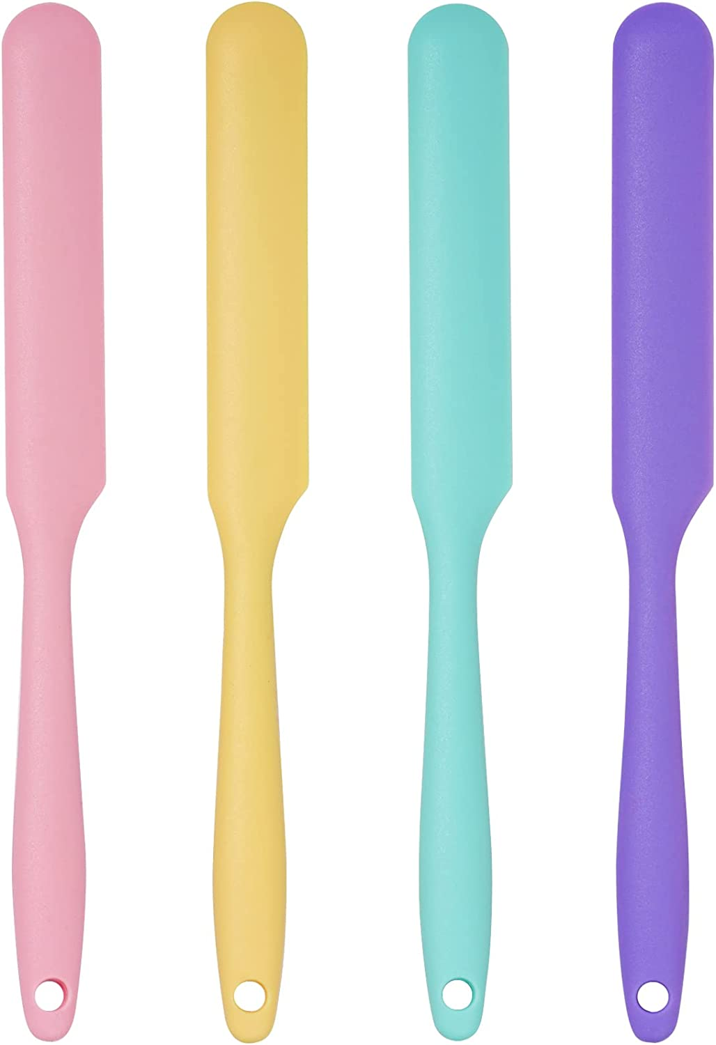 4Pcs Silicone Spatula Set Heat Resistant Cake Cream Butter Spatulas Mixing Batter Scraper Non-Stick Flexible Baking Cooking Tool 4 Colors (Mix Color-3)