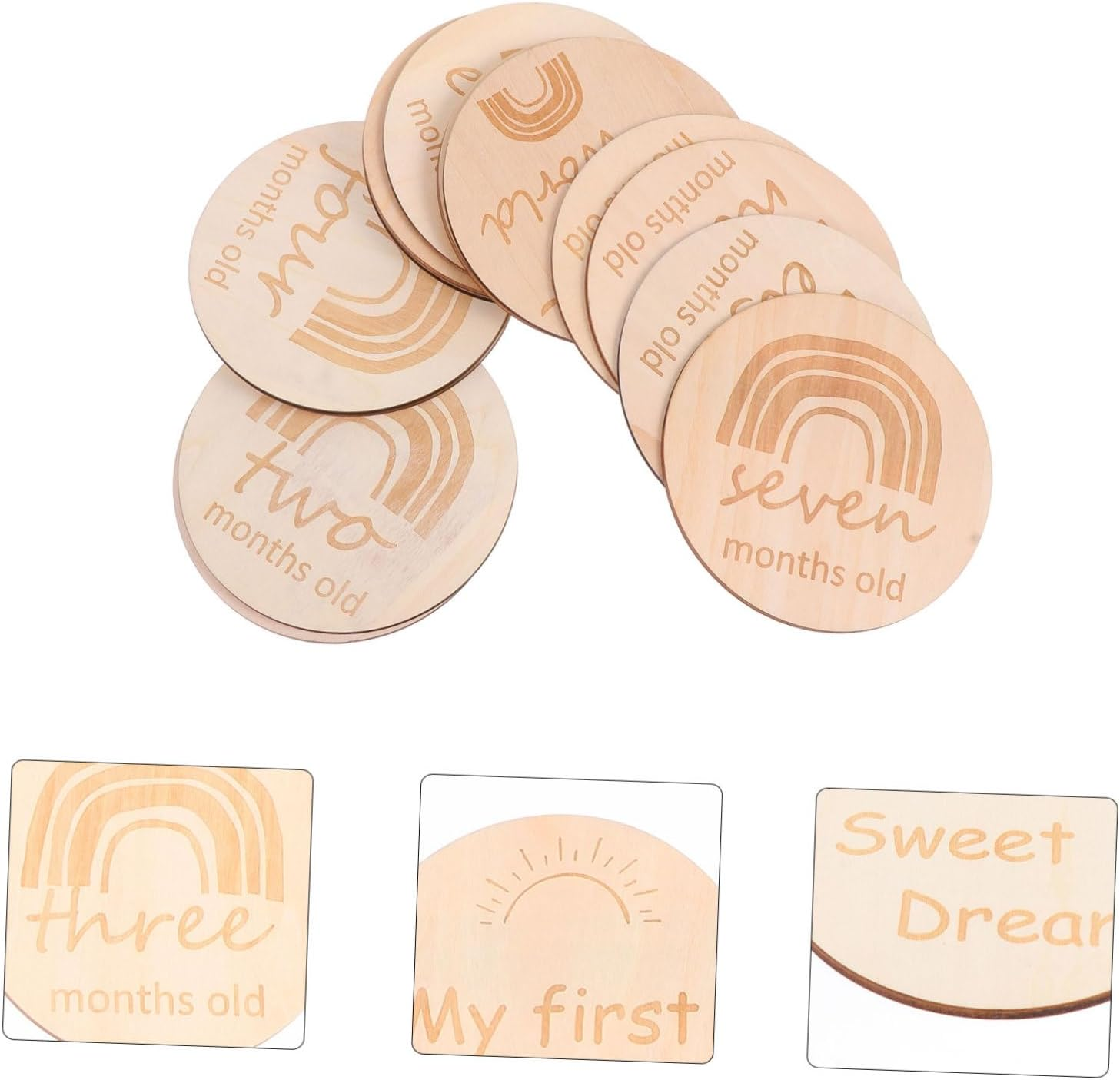 13Pcs Creative Baby Cards Birth Month Milestone Cards Dual-Sided Rainbow Growth Record for Infant Shower and Newborn Monthly Commemoration Set