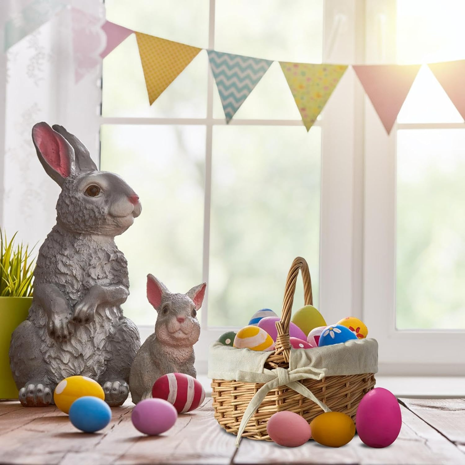 Woven Flower Basket, Wicker Baskets with Handle and Bow, Easter Decorative Storage, Cloth-Lined Basket for Fruit, Candy, Egg Gathering, Flower Cookie Candy, for Wedding Partys Home Garden Decor image number 1