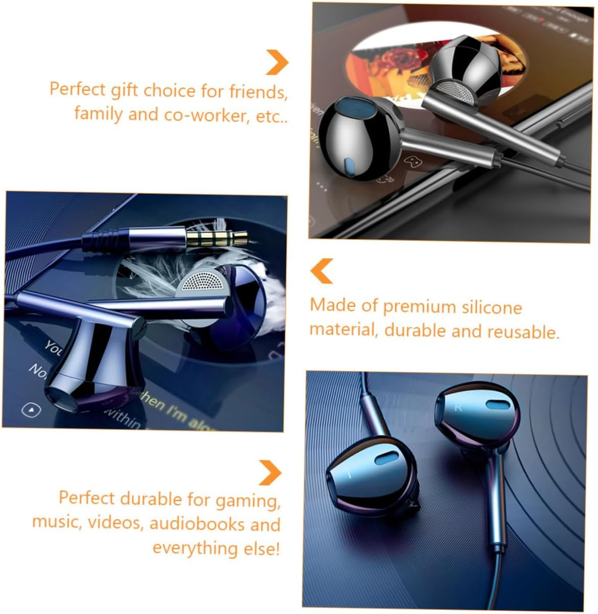 LABRIMP Gaming Headphones Microphone Heavy Bass Compatible In-Ear Earbuds Comfortable Silicone for Gamers image number 5