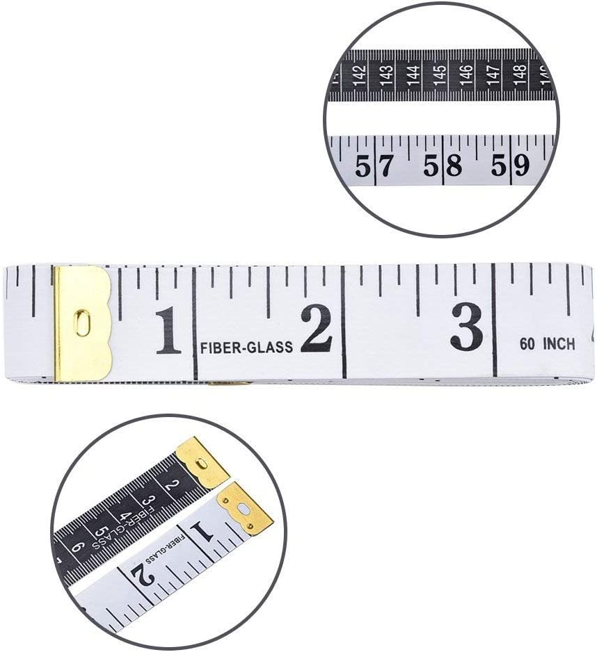 U-Horizon 60 Inch 150Cm Soft Tape Measure for Sewing Tailor Flexible Cloth Ruler Body Size Measurement, White image number 2