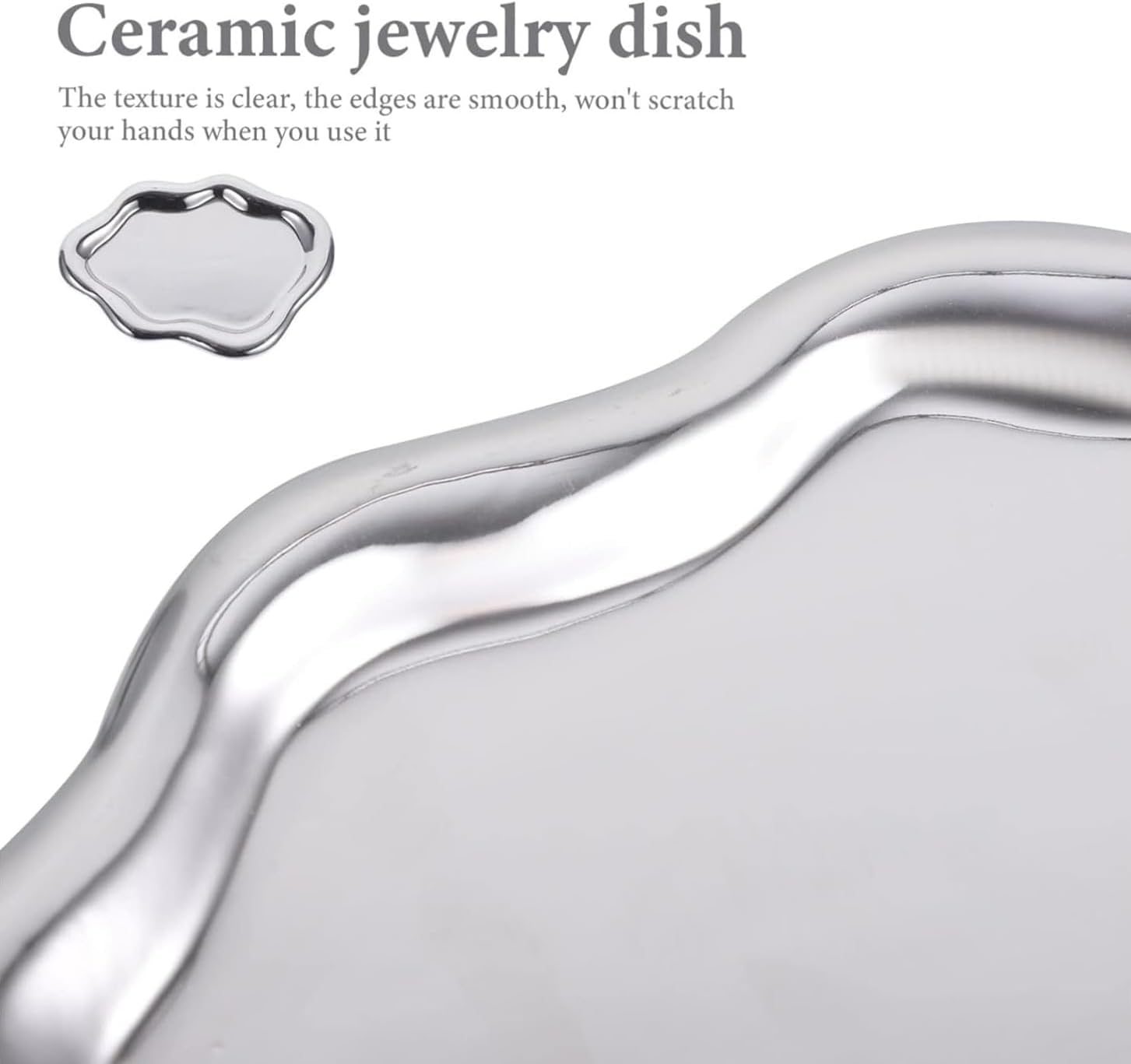 Xiaaofea Chubby Cloud Shape Ceramic Jewelry Dish Trinket Tray, Elegant Ring Necklace Organizer & Perfume Holder, Decorative Bedside Tabletop Decor, Jewelry Tray, Trinket Tray, Aesthetic Vanity Decor image number 5