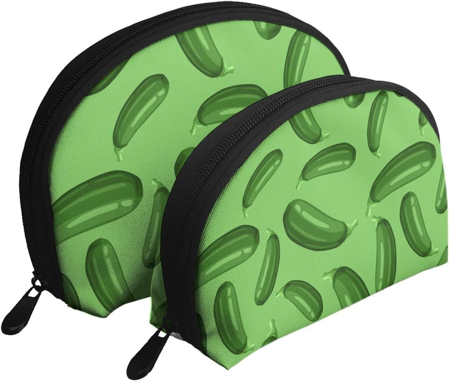 Cozimangoe Coin Pouch Makeup Bags Set, 2 Piece Shell Shape Cosmetic Bag with Pockets for Daily Travel Handbag Lipstick Keys Toiletry, Personalized Green Ripe Zucchini image number 3