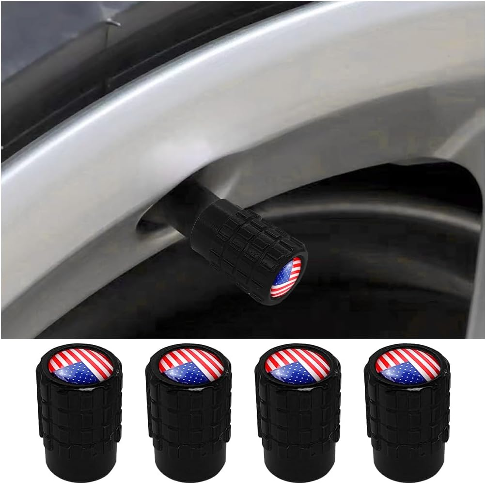 Osilly Car Tire Valve Stem Caps, 4PCS Aluminum Alloy Airtight Vehicle Wheel Protector, Dustproof Leak-Proof Automotive Tyre Air Covers Accessories, Universal for SUV, Sedan, Truck (Red/Black)