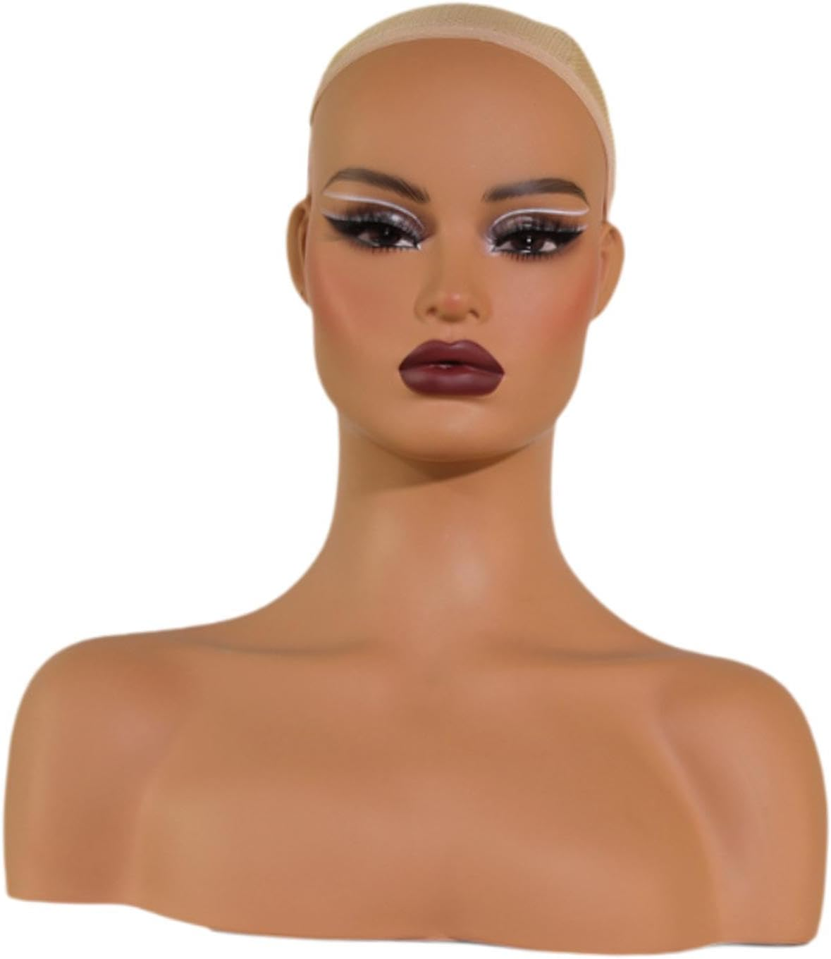 Eigell Realistic Female Mannequin Head with Shoulder Wig Head Display Manikin Head Bust for Wig,Makeup,Beauty Accessories image number 2