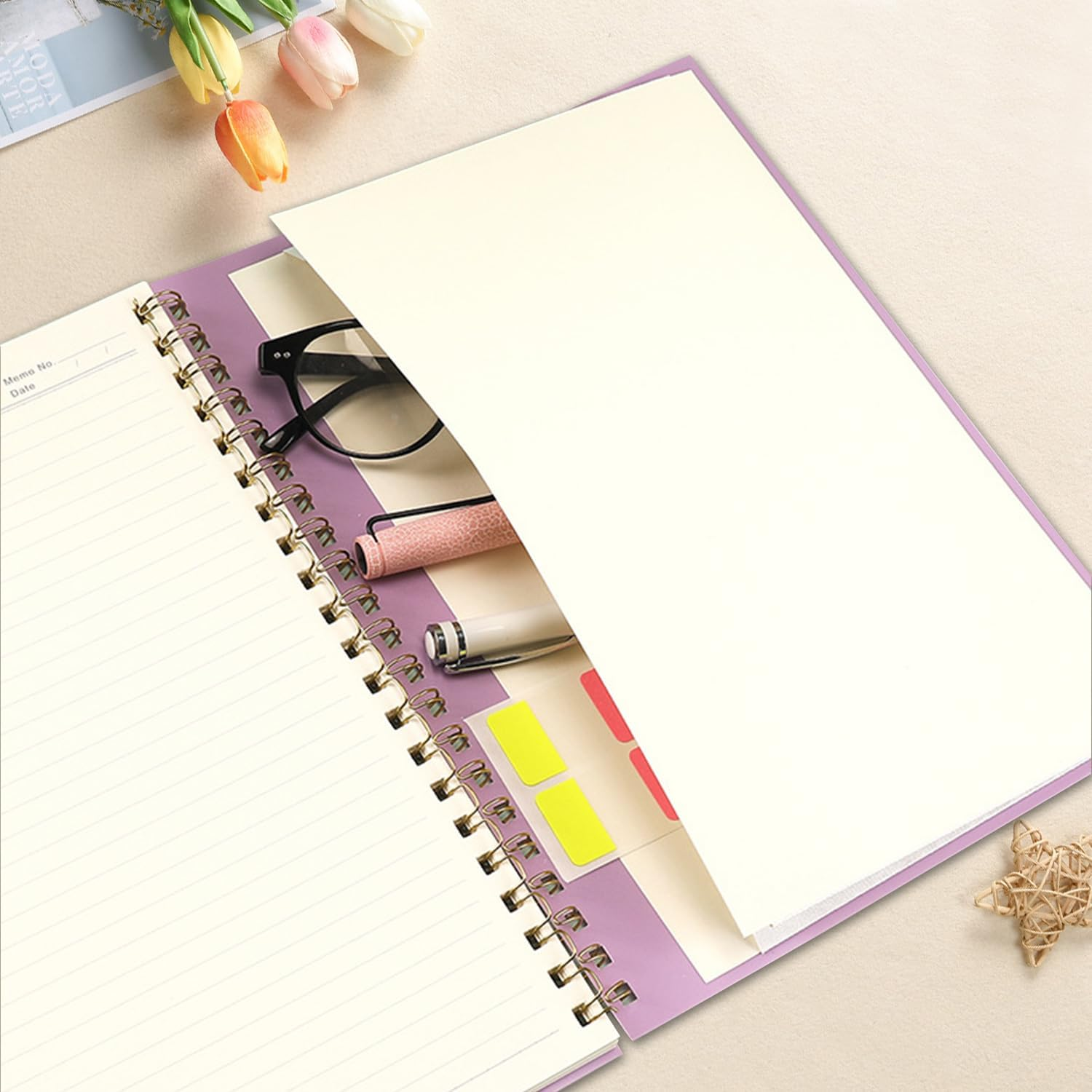 COZY CORE A4 Large Pink Notebooks for Women Men, 8.5&rdquo; X 11&rdquo; Spiral Notebook Journal, College Ruled Lined Journal, 100 GSM Paper, Plastic Hardcover Spiral Bound Journals for Work, School, Note Taking, and Business (Pink)