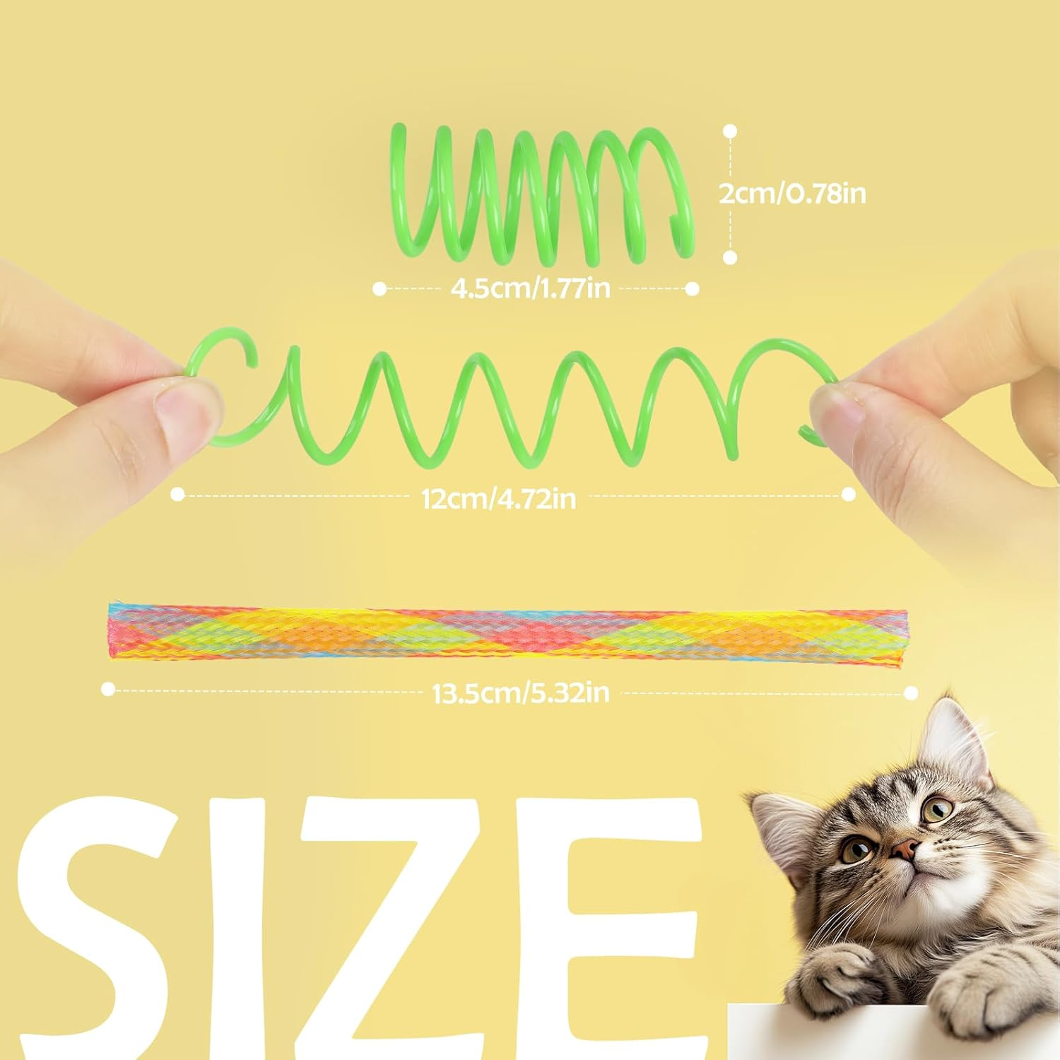42Pcs Cat Spring Toys，Geeric 32 Short Spring+10 Elastic Hose Tube Colorful Folding Bouncing Mesh Pet Spring Tube Kitten Toy Portable Interactive Cats Toys to Swat, Bite, Hunt In/Outdoor