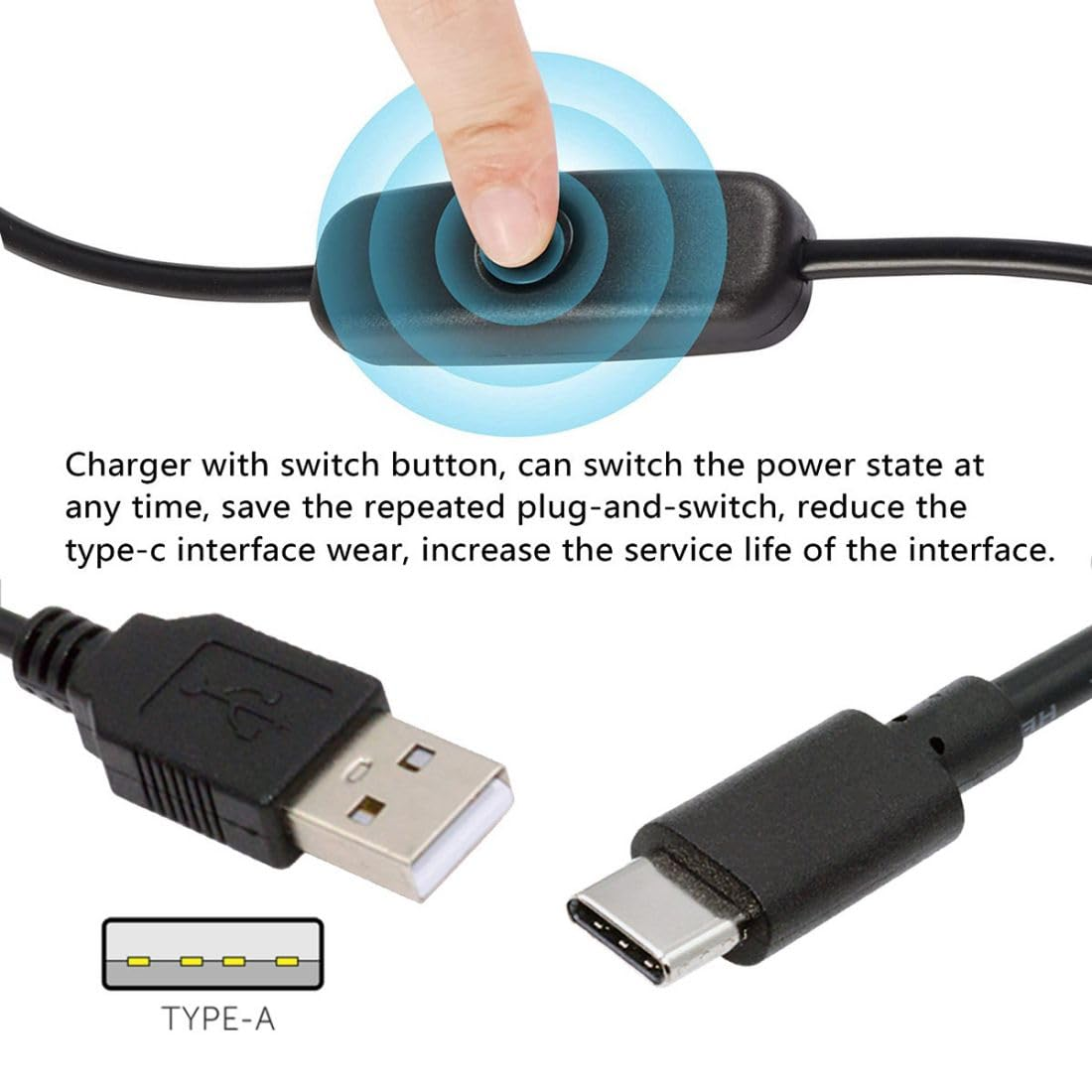 Chenyang USB Power Switch Extension Cable USB 2.0 Male to USB C Male with On/Off Power Switch Button DC 5V Power Extension Cable 1.0M image number 1