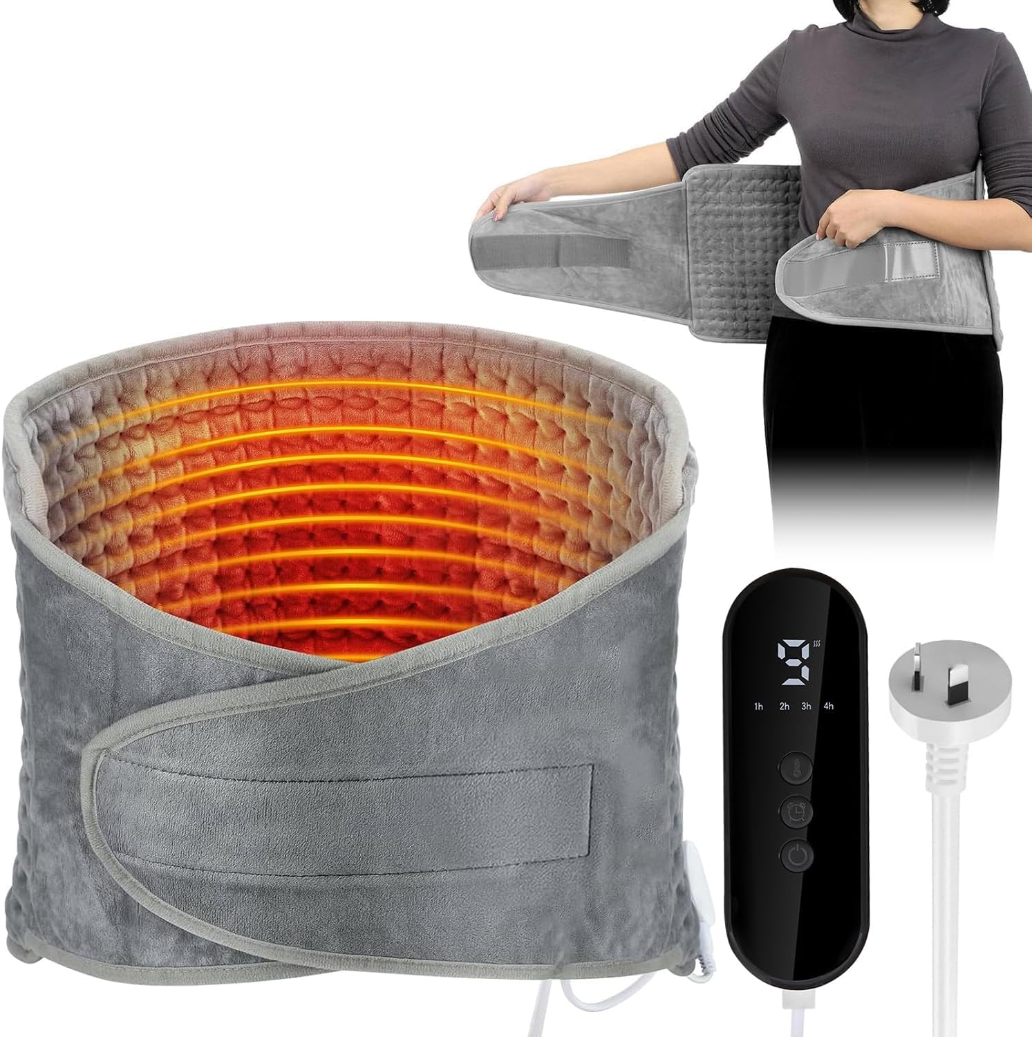 Yakiter Heating Pad for Back Pain, 30X125Cm Heating Pad with 9 Heating Levels and 4 Timer Auto Off, Fast Heating，For Cramps Neck Abdominal Shoulder, Machine Washable - Purple-60*30 image number 6