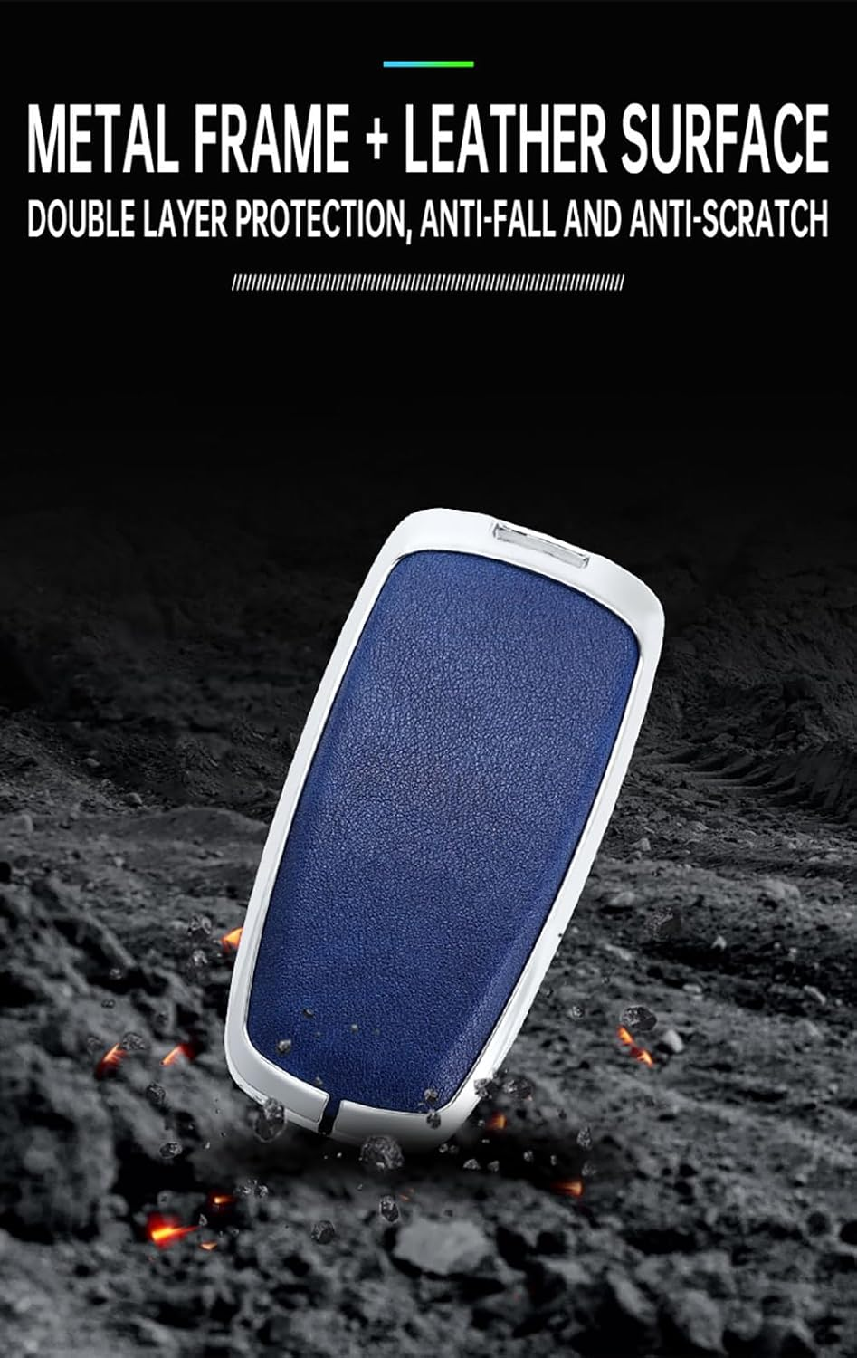 Ontto Alloy Car Key Fob Cover Fit for Ford Fusion Mustang Explorer F150 F250 F350 Ecosport Edge S-MAX Ranger Mondeo Remote Leather Key Case Shell Key Holder Keyring Keychain Accessories Black-Brown