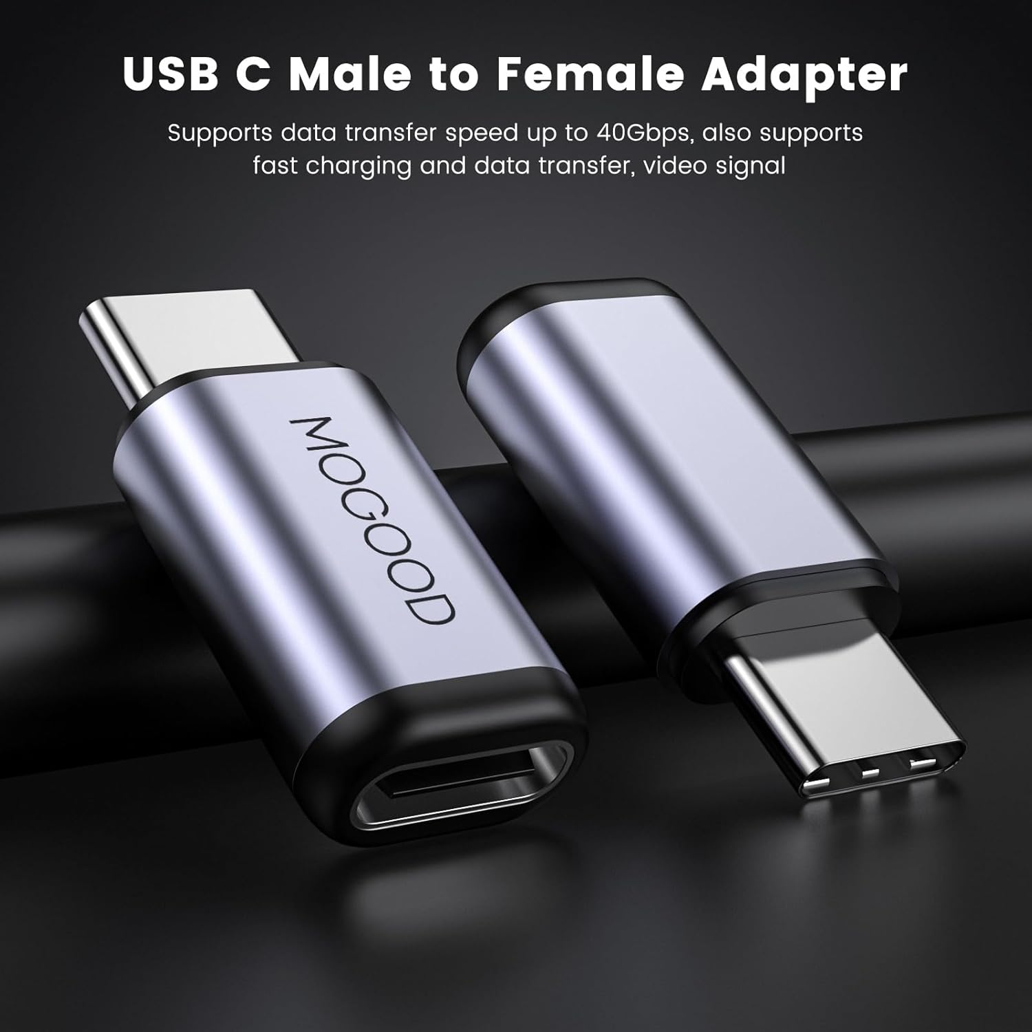 MOGOOD USB C Male to Female Adapter,Support 100W Fast Charging 40Gbps Data Transfer 8K@60Hz Video Output for Usb4,Thunderbolt 4/3,Laptop,Steam Dock,Switch,Tablet