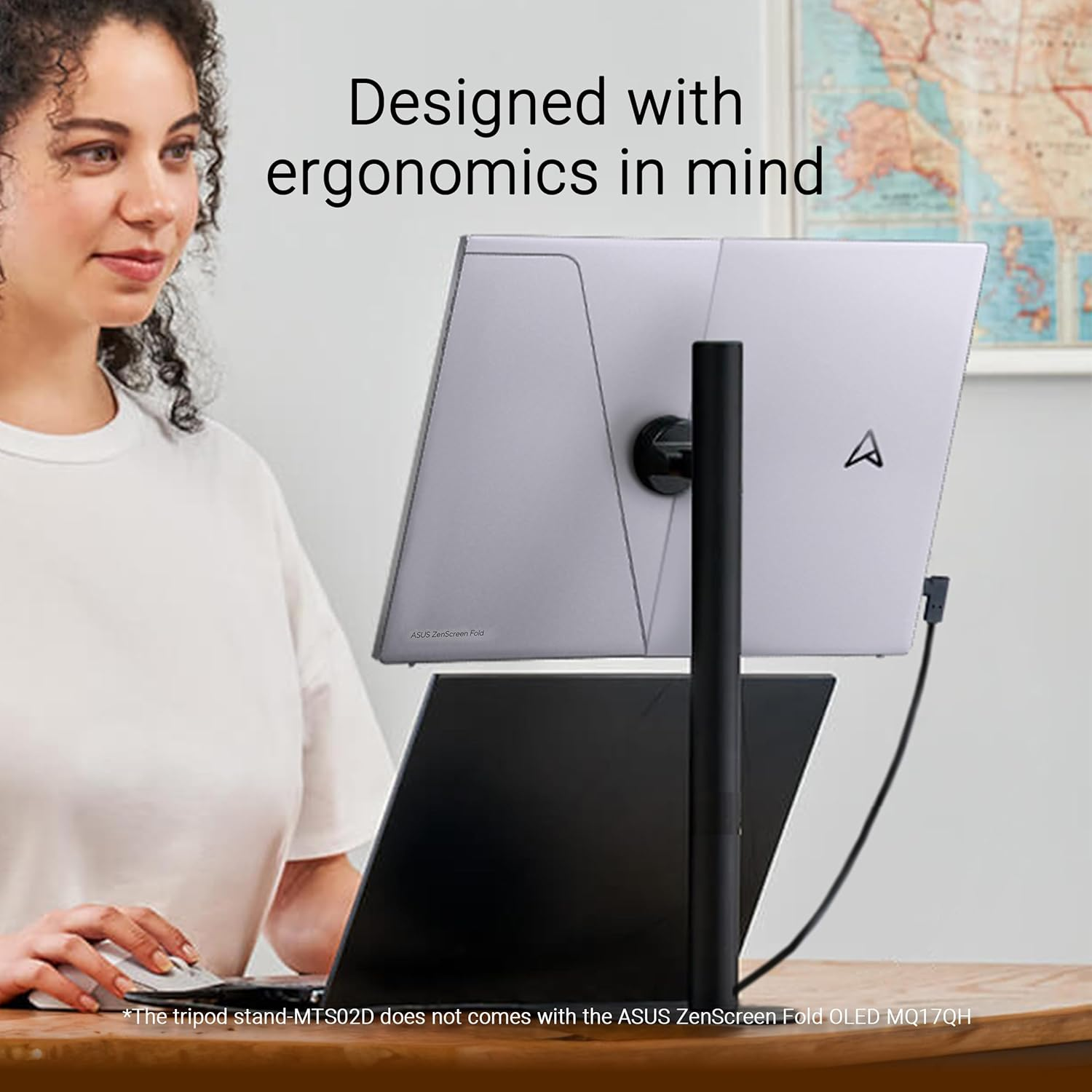 ASUS Zenscreen Fold OLED 17.3&rdquo; 1440P USB-C Portable Monitor (MQ17QH) &ndash; QHD (2560X1920), Water-Drop Hinge, Displayhdr500 True Black, 100% DCI-P3, Mini-Hdmi, Tripod Hole, Kickstand, FSC, 3 Yr Warranty image number 6