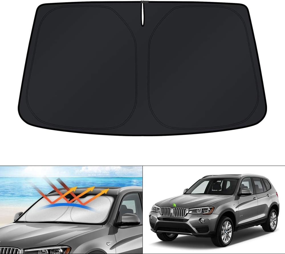 KUST Custom Fit Windshield Sun Shade for 2018-2023 2024 BMW X3 Window Shade Sun Visor Protector Foldable Sunshade Blocks UV Rays Keep Your Car Cooler image number 5