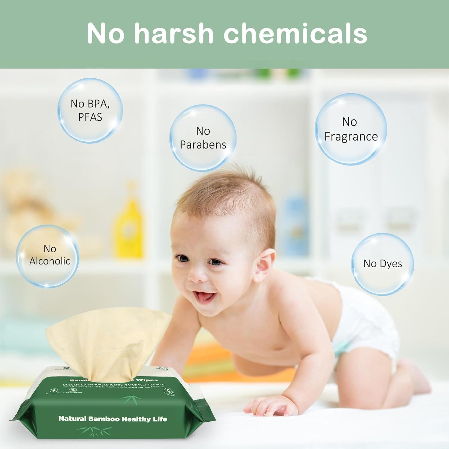 Bamboo Flushable Wet Wipes | Hypoallergenic | Septic Safe | Unscented | Eco Friendly | Soothing Botanicals & Aloe | Travel Size | for Women/Kids/Adults | 360Pk image number 4
