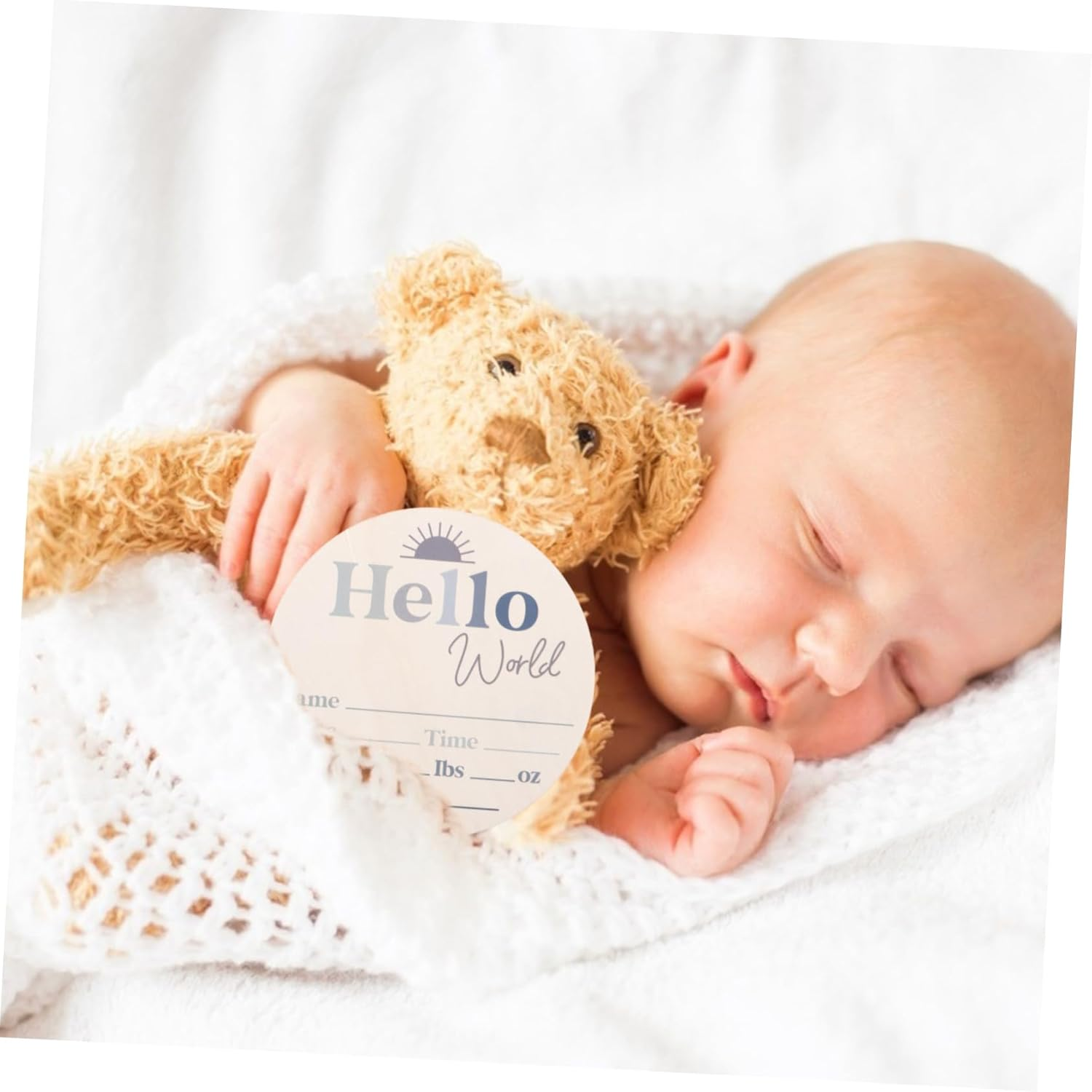 Unique Floral Design Growth Commemorative Card Wood Shower Sign for Newborn Milestone Record image number 3