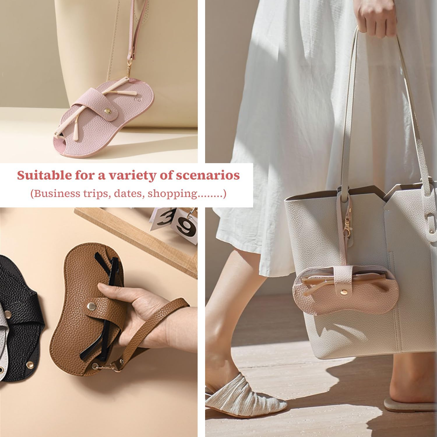 TORMEN Portable Soft Leather Sunglasses Case,Glasses Case Holder Portable with Keychain Hook,Lightweight,Slim, Metal Snap Closure, Versatile Eyeglass Pouch for Types of Glasses image number 6