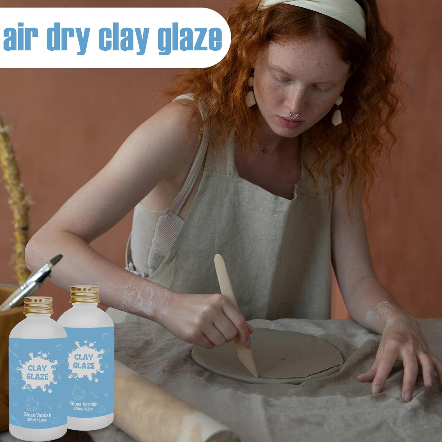 200Ml Air Dry Clay Varnish，Air Dry Clay Sealant for Airdry Clay，Air Dry Clay Glaze Can Not Only Used to Prevent Clay Cracking, Scratches, and Wear,It Can Also Having a Glossy Glaze Effect (Gloss) image number 4