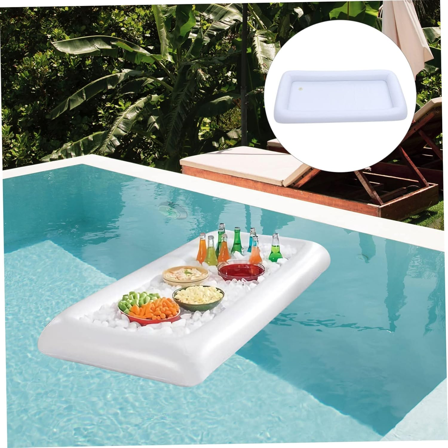 KOMBIUDA 3Pcs Inflatable Floating Salad Plate Pool Party Supplies Swimming Pool Drink Holder for Water Party Decoration